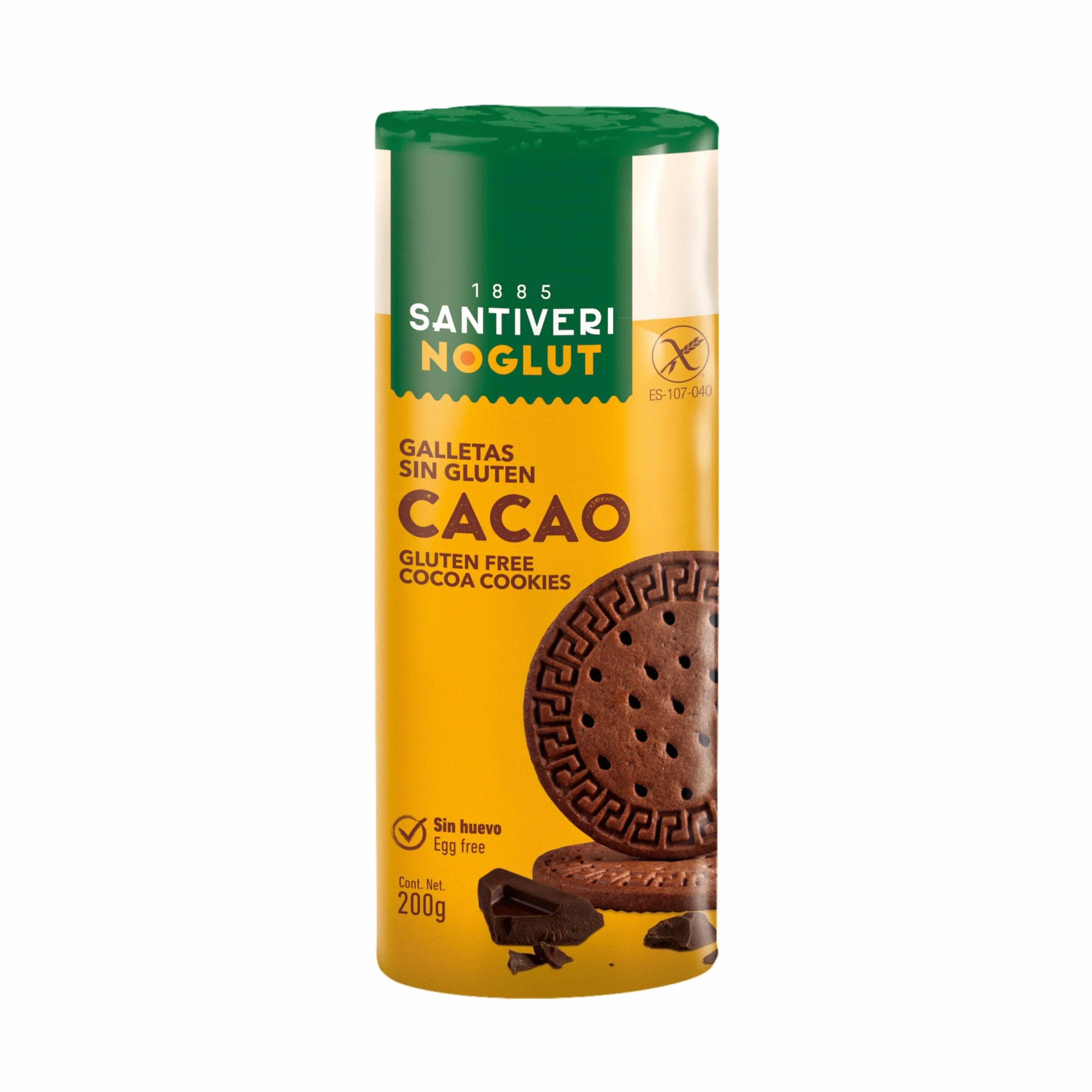 SANTIVERI Noglut Cacao Galletas Sin Gluten Altas en Fibra 200 g