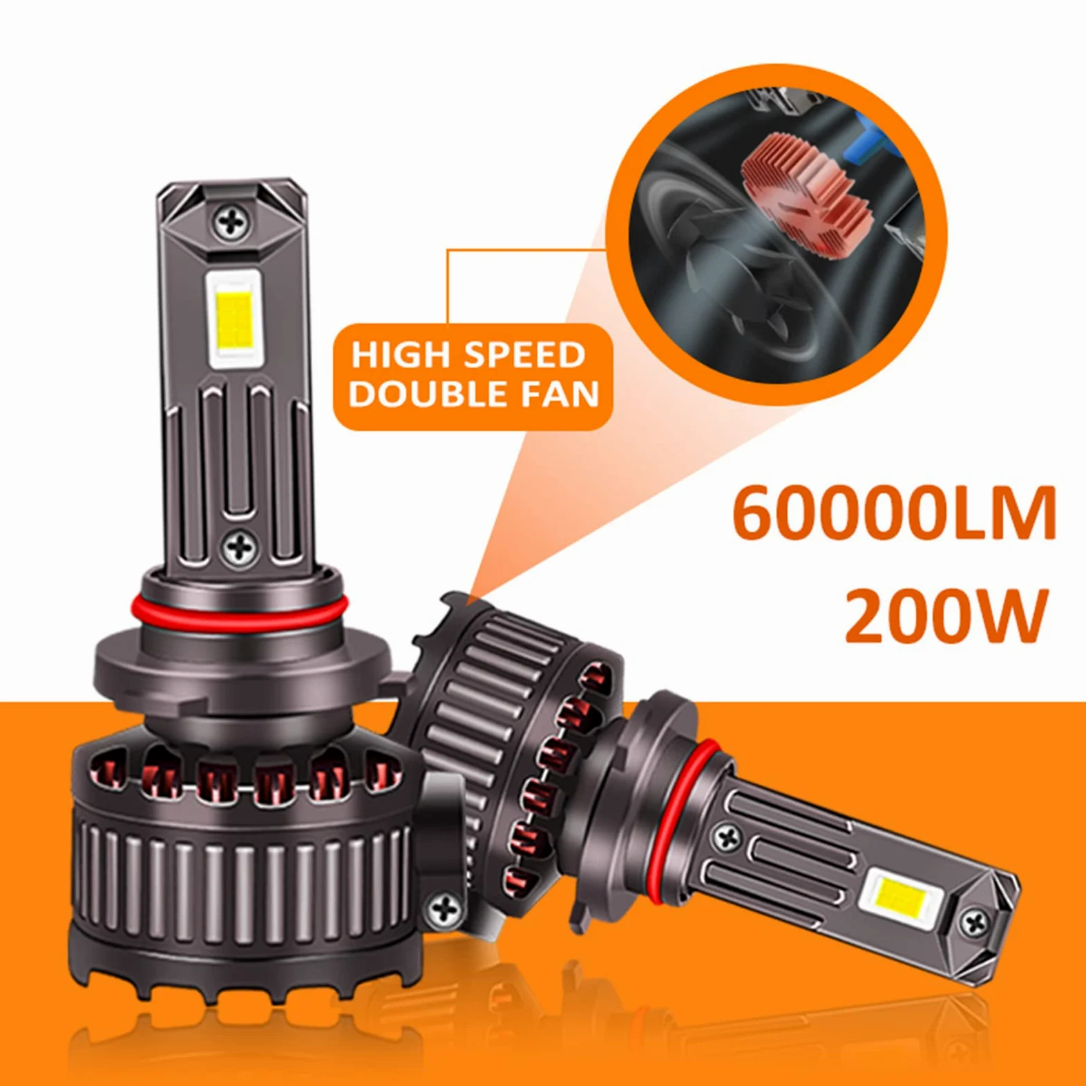 Bombillas LED 60000LM 6000K, 300 % De Brillo, Bombilla LED, Kit De Conversión De Faros LED Superbrillantes, Paquete De 2,H7