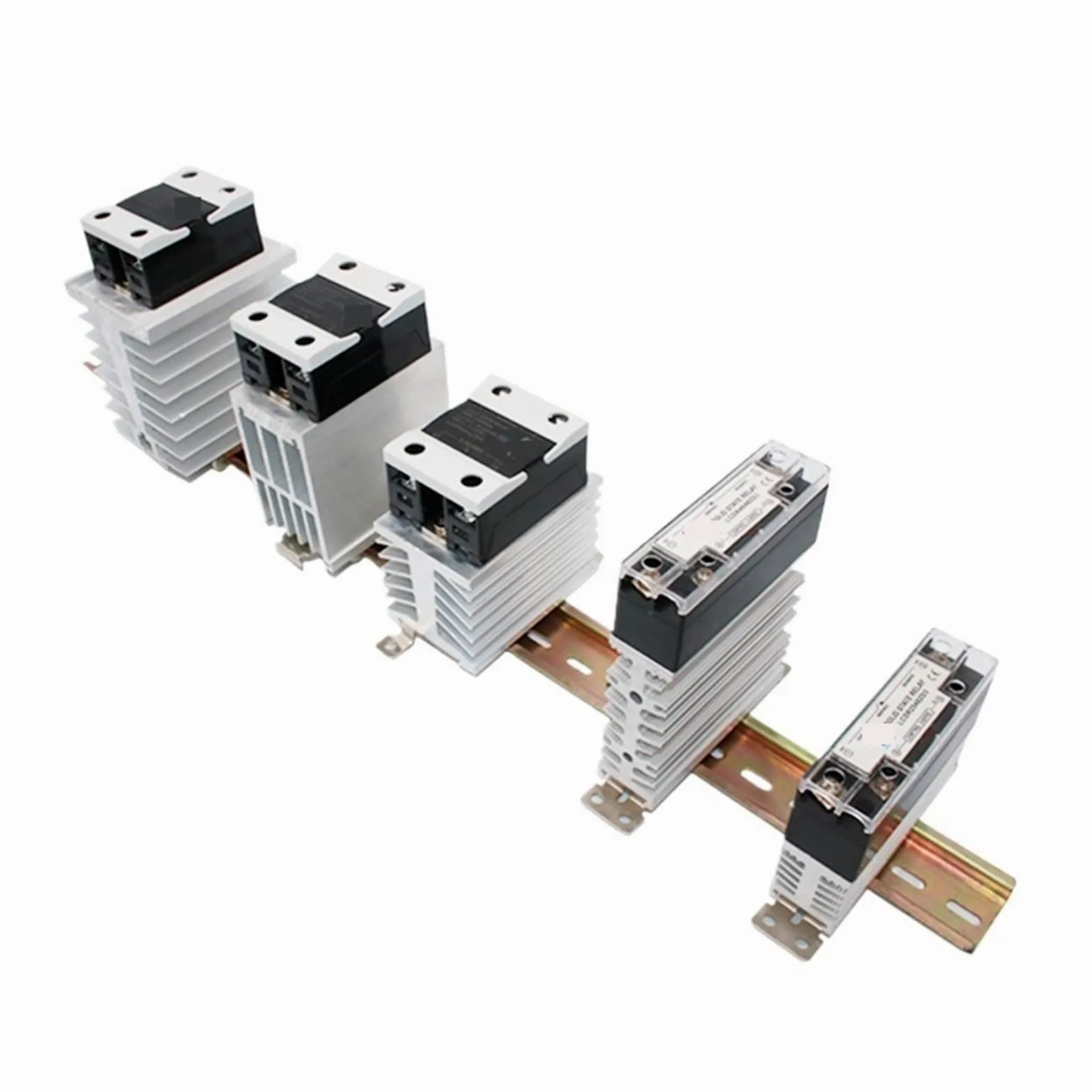 Relé Industrial SSR con disipador de calor, relé de estado sólido montado en Riel DIN, CC a CA, 10A, 25A, 40A, 60A, 80A, 100A, 120A, 1 Uds.(DC-AC 100A)