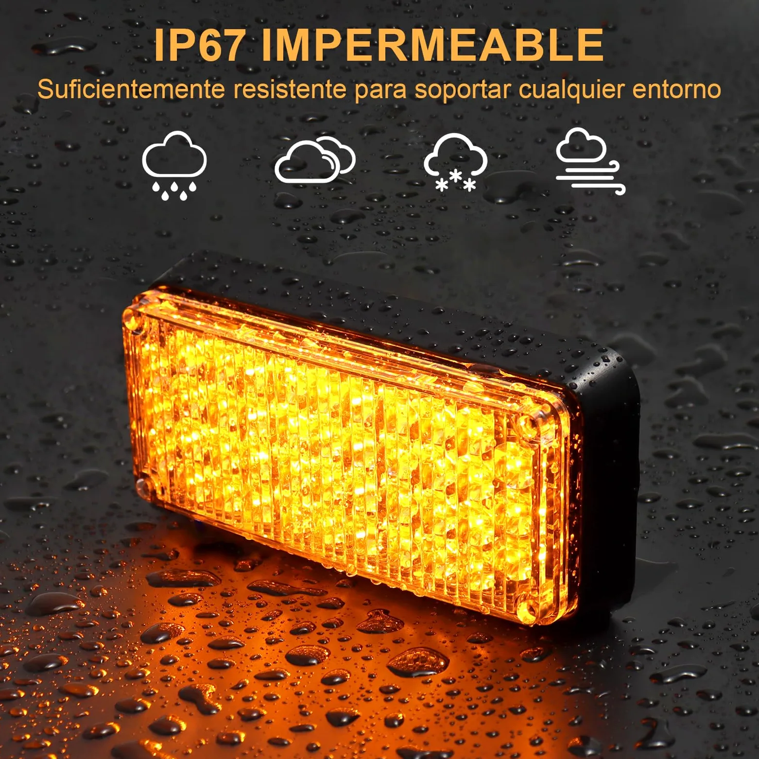 Dinfu LED faro giratorio batería, luz de advertencia amarillo 12V imán inalámbrico 12v luz amarilla led intermitente con 5 modos estroboscópicos intermitentes para coche camión tractor coche camión