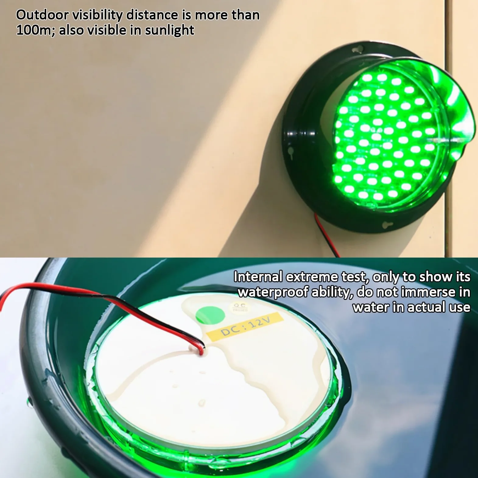 Semáforo, Luz de Freno, Luz de Señalización LED, Carcasa de PC, Impermeable IP67, Control por Botón, para Obras de Construcción y Muelles de Descarga(125mm/5in)