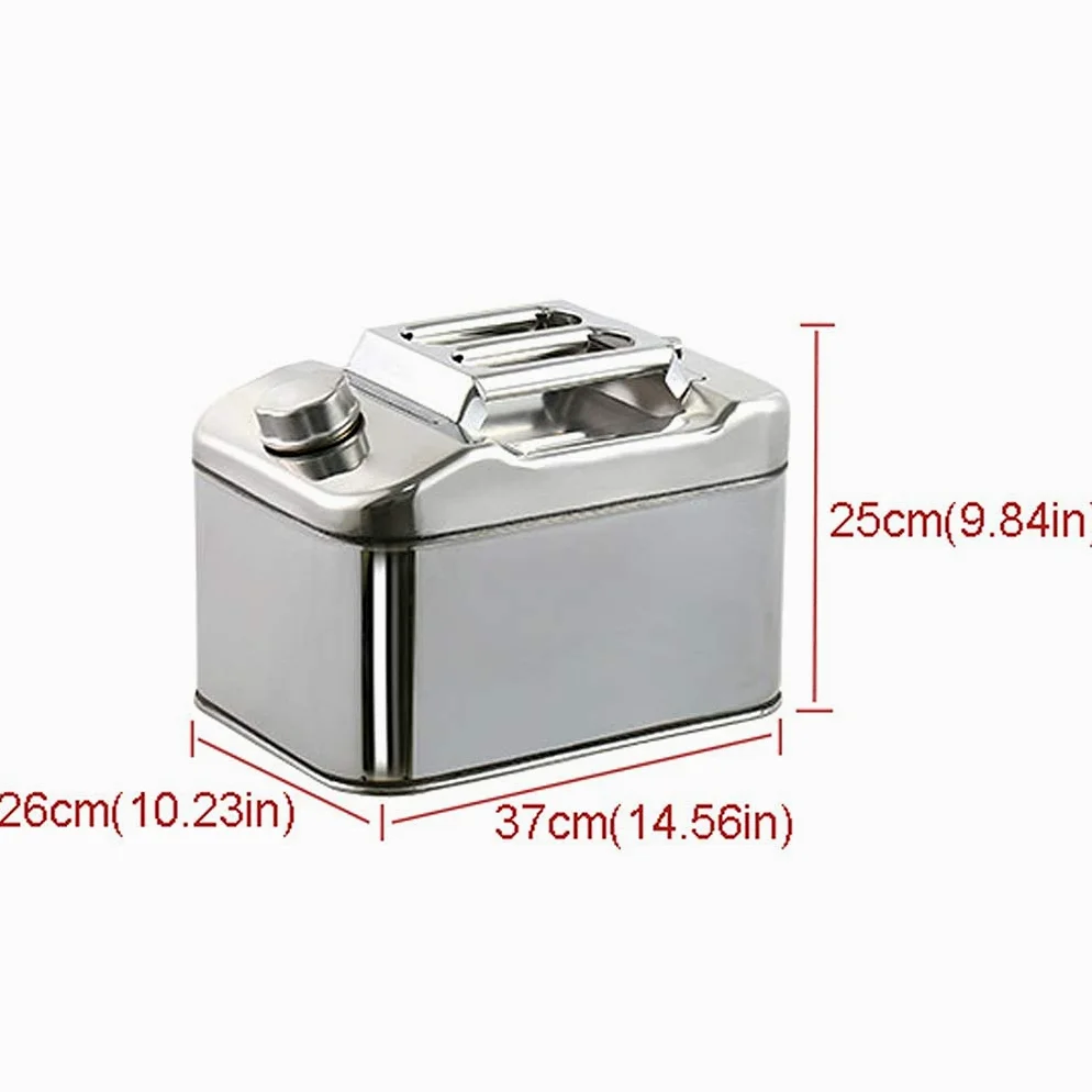 Bidón de Combustible portátil, depósito de Combustible de Gran Capacidad, bidón portátil de Acero Inoxidable 304 para Gasolina y diésel con Tubo guía de Aceite de Repuesto (15 L).