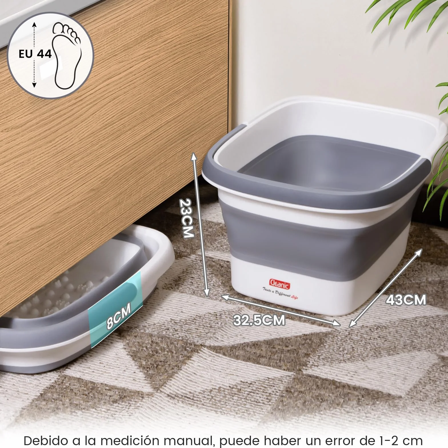 DEANIC Cubo Plegable Multifuncional 15L Organizador Portátil Almacenamiento Doméstico Gris