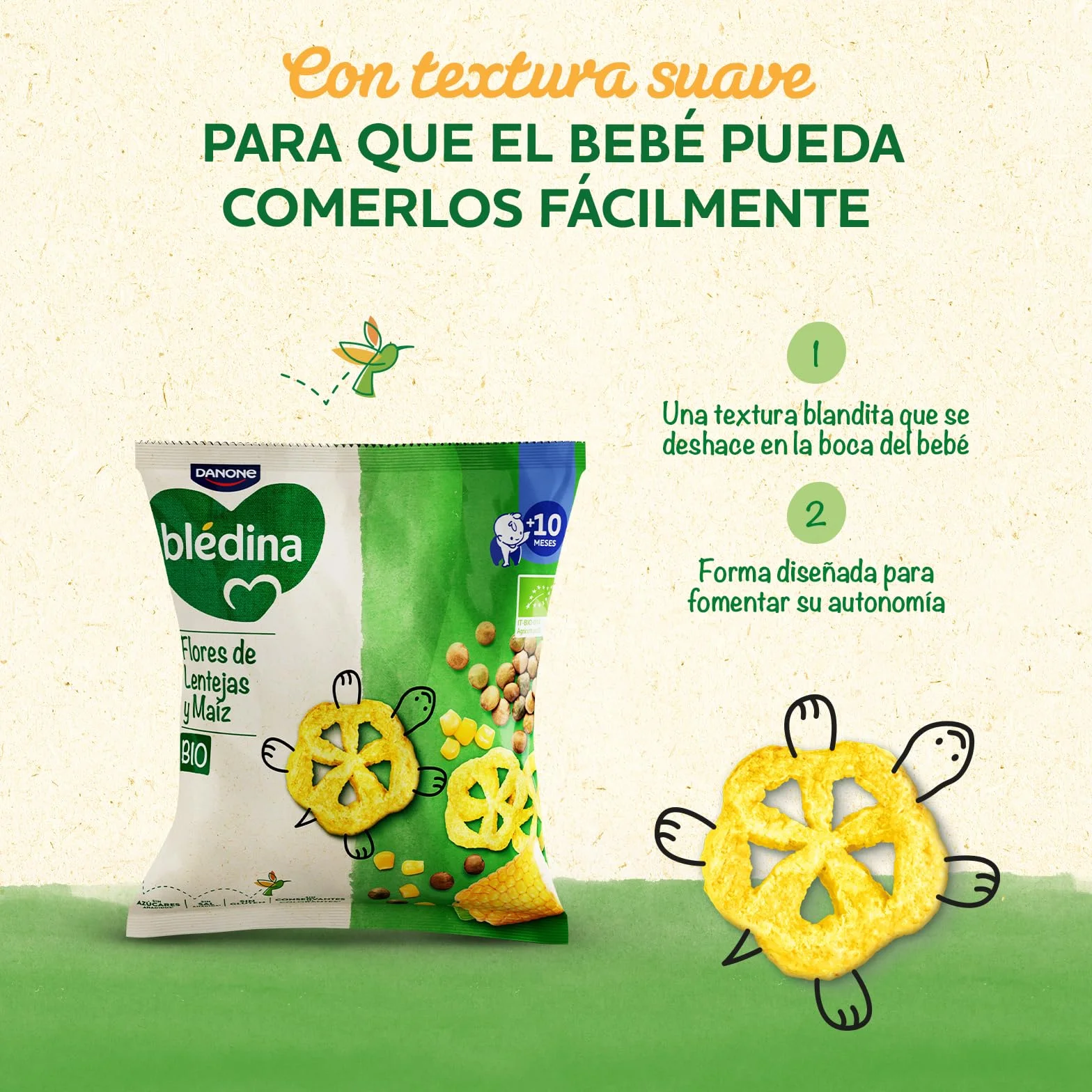 Blédina Snacks BIO Bolsas Lentejas y Maíz Sin Gluten Pack 8x20g