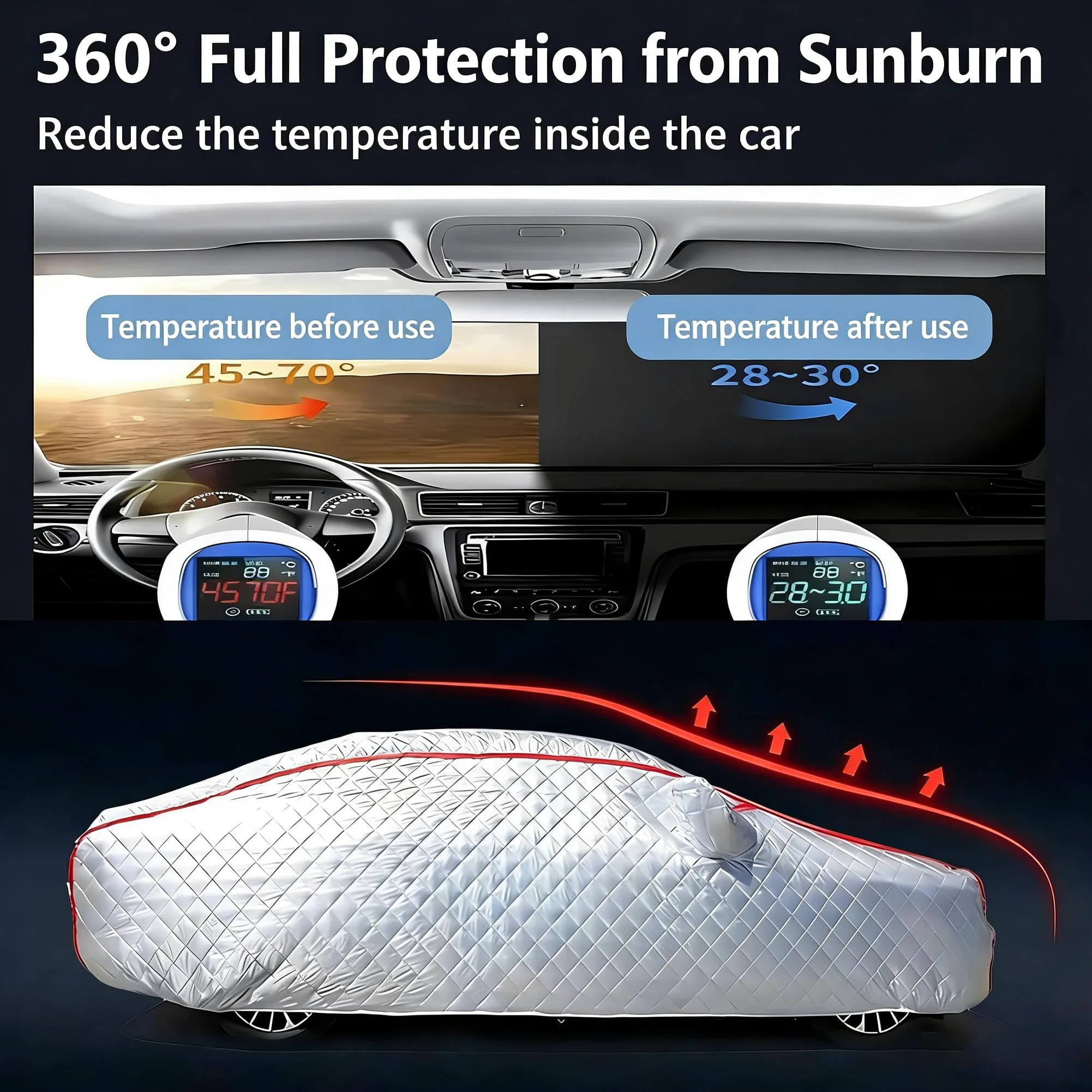 Funda Coche Antigranizo para EBRO S400 SUV 2025-,Cubierta de Coches Exterior Impermeable,Lona Coche Transpirable Antigranizo Antinieve,con Cremallera Exterior
