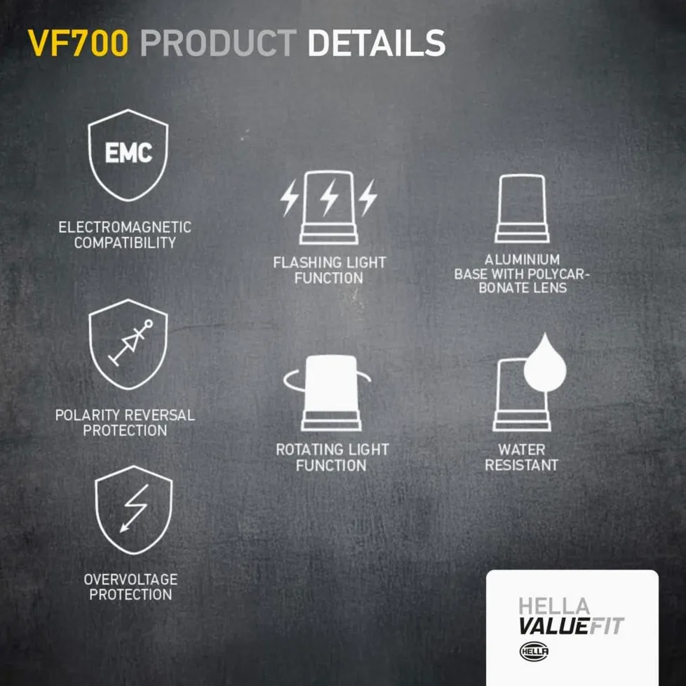 Hella VALUEFIT LED Rotativo - Luz de aviso, de destellos VF700 LED