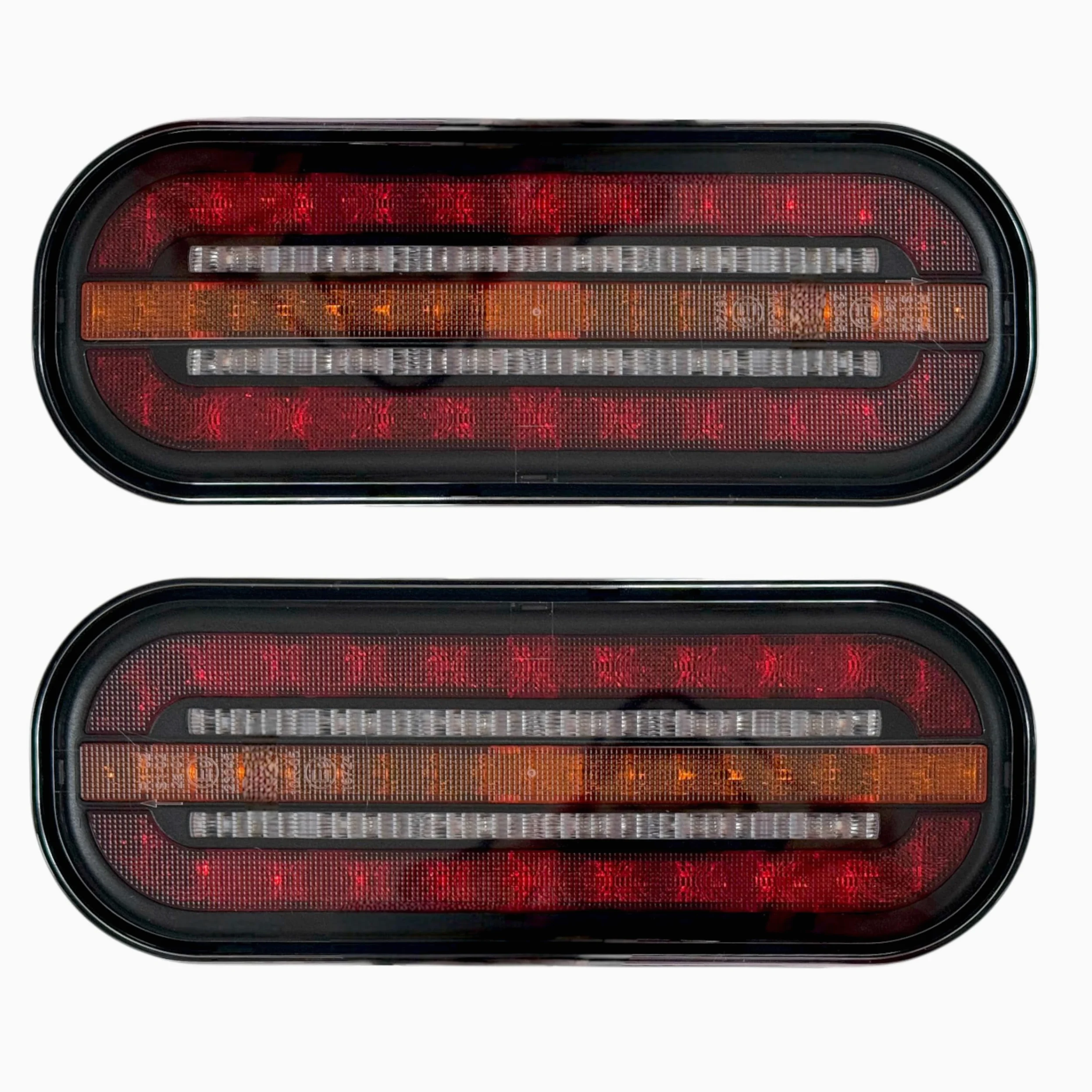 2x Pilotos Traseros LED 12V-24V 3 Funciones (Freno, Posición, Intermitente) con Conexión Bayoneta 5 PIN para Remolque, Camión, Tractor, Homologado E9