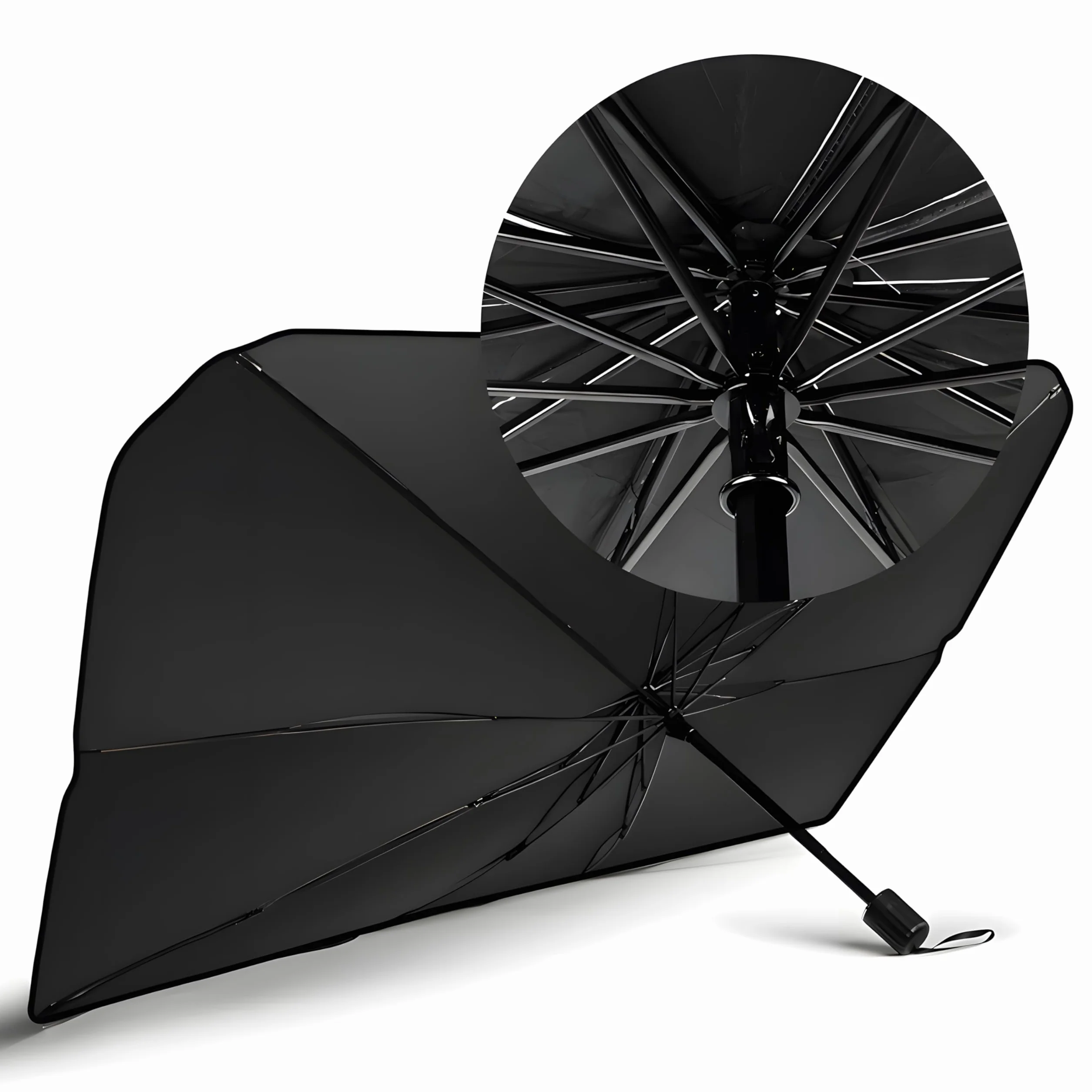 Retoo Parasol Coche 123x65 Cm, Parasol Plegable para Parabrisas, Protección Solar UV, Mango Flexible, Sombrilla Coche Delantera Universal para Interior