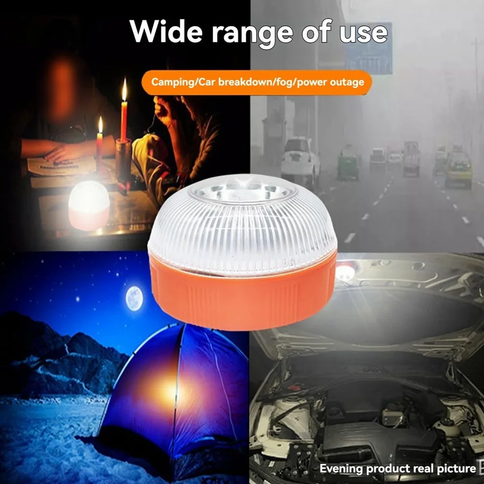 5 Luces LED de Emergencia V16, Luces de Advertencia Blancas y Amarillas con Base Magnética, Luz de Seguridad para el Tráfico