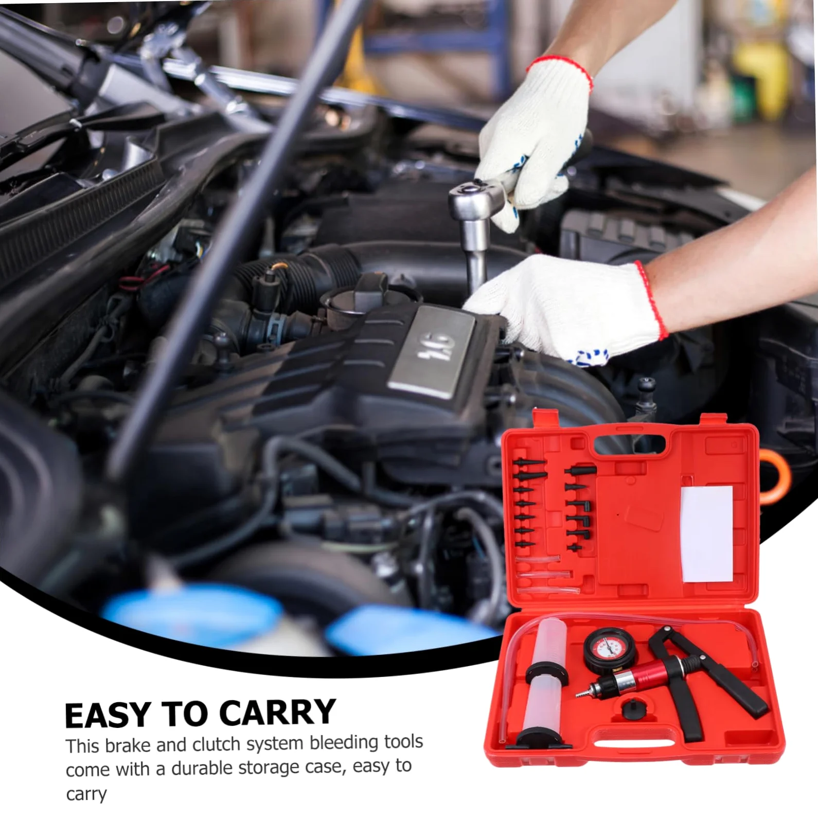 Gatuida Kit de Purga de Líquido de Frenos Bomba de Vacío Herramienta para Purgar Líquido de Frenos para Cambio de Aceite de Coche