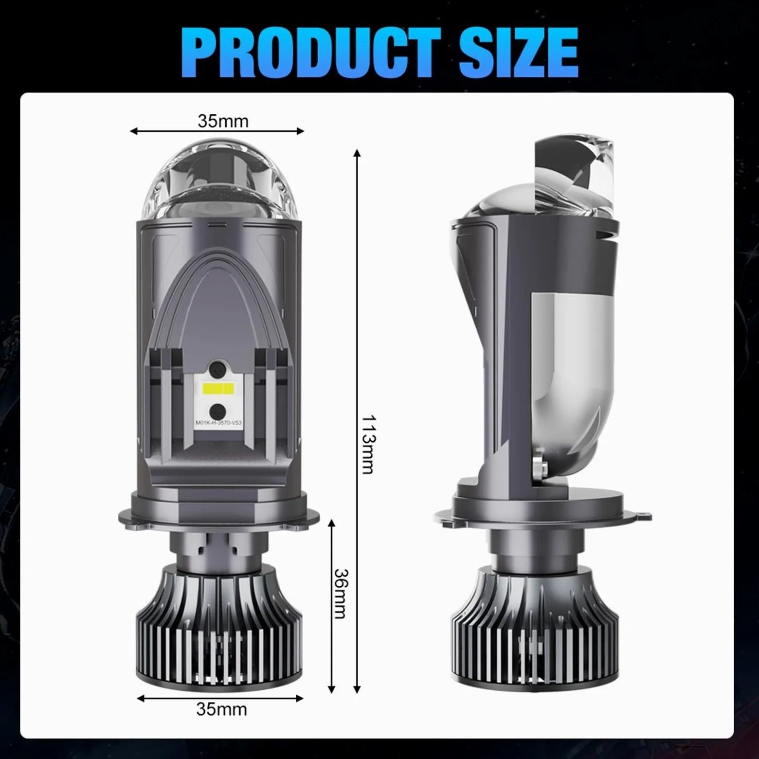 REPYL 120W 30000LM Auto lámpara Mini lente LED H4 9003 HIB2 bombillas faro coche motocicleta doble proyector Len LED automotriz Moto 12V 24V (Color : A83 2pcs, Size : RHD_H4/9003/HB2 HI/LO)