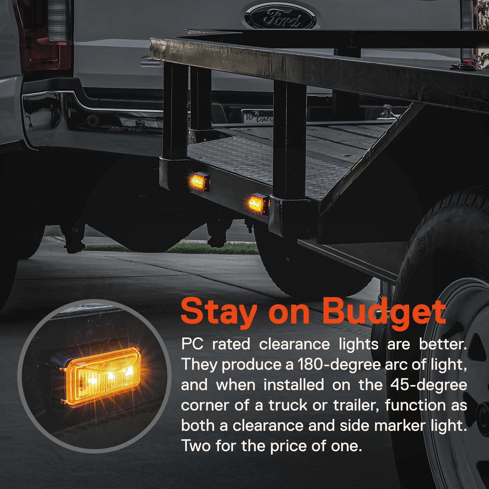 12 luces LED ámbar de 6,4 cm con bisel negro [DOT FMVSS 108] [SAE P2PC] [montaje en superficie] [resistente al agua IP67] luces de señalización laterales para remolques y camiones