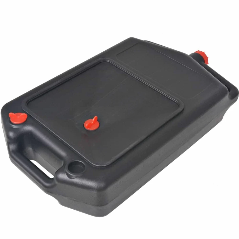 Depósito de aceite portátil de plástico de 10 litros con 3 tapas de cierre y asas, resistente a disolventes, ideal para taller, garaje, coche, motocicleta, bricolaje, mecánica, mantenimiento