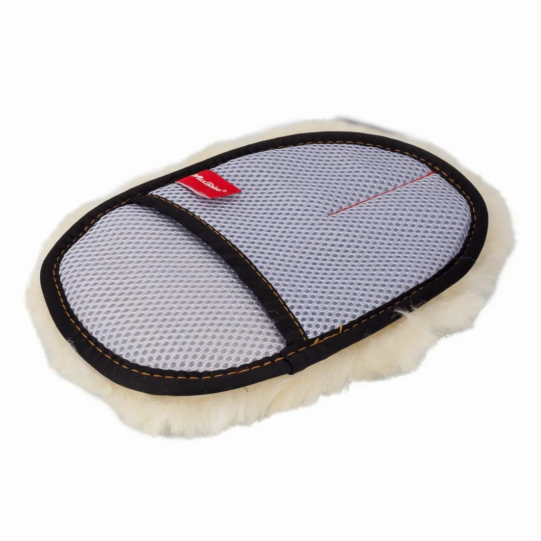 Maxshine Guante de lana de piel de oveja premium, guantes de lana de corderos reales para lavado de coche, almohadilla de lavado de piel de cordero ultra suave