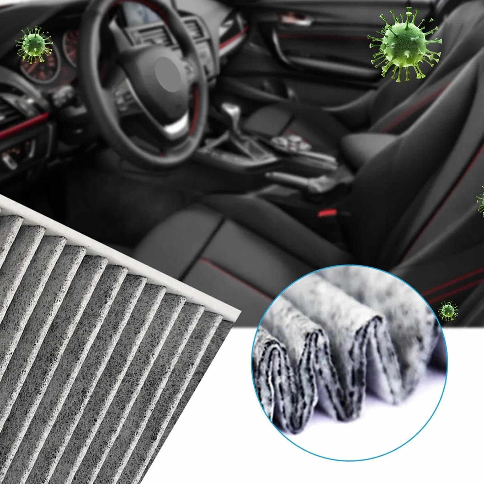 Filtro de aire de cabina de coche, polen, gases de escape, reemplazo de accesorios, apto para Mazda CX-9 2016-2023 CF12157 871390E040 Filtro de habitáculo