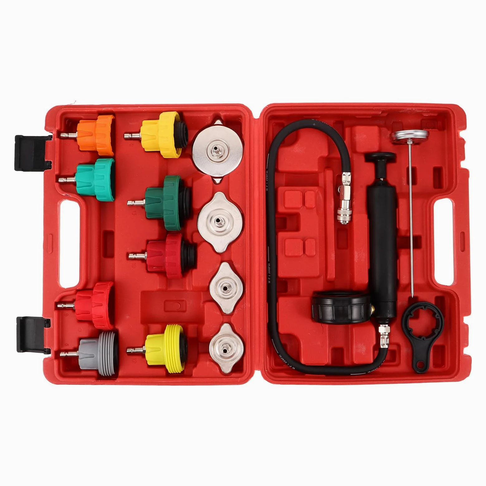 MAGICLULU 1 Juego de comprobador del Sistema de refrigeración del Motor: Kit de detección de Fugas de radiador - Equipo de comprobación de presión de refrigerante de Alta Resistencia para