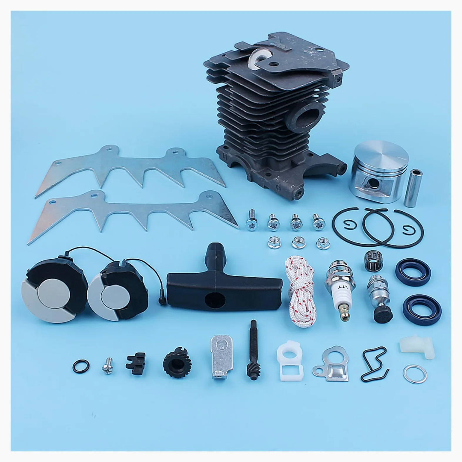 Pistón de cilindro 46mm, Kit ajustador picos for perros for Stihl MS280 MS270 MS 270 280, trinquete arranque con tapa Gas for motosierra