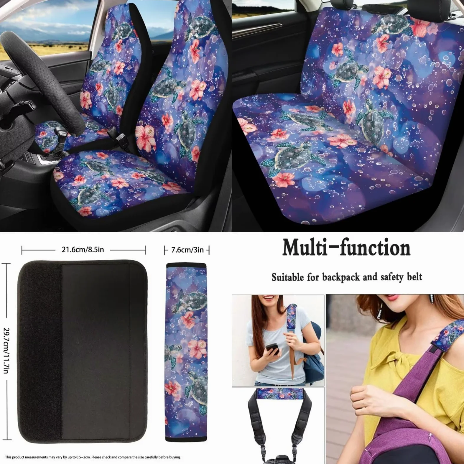 Juego de 15 fundas para volante, cojín para cinturón de seguridad, soporte para gafas de sol, soporte para espejo retrovisor, llavero y accesorios de coche