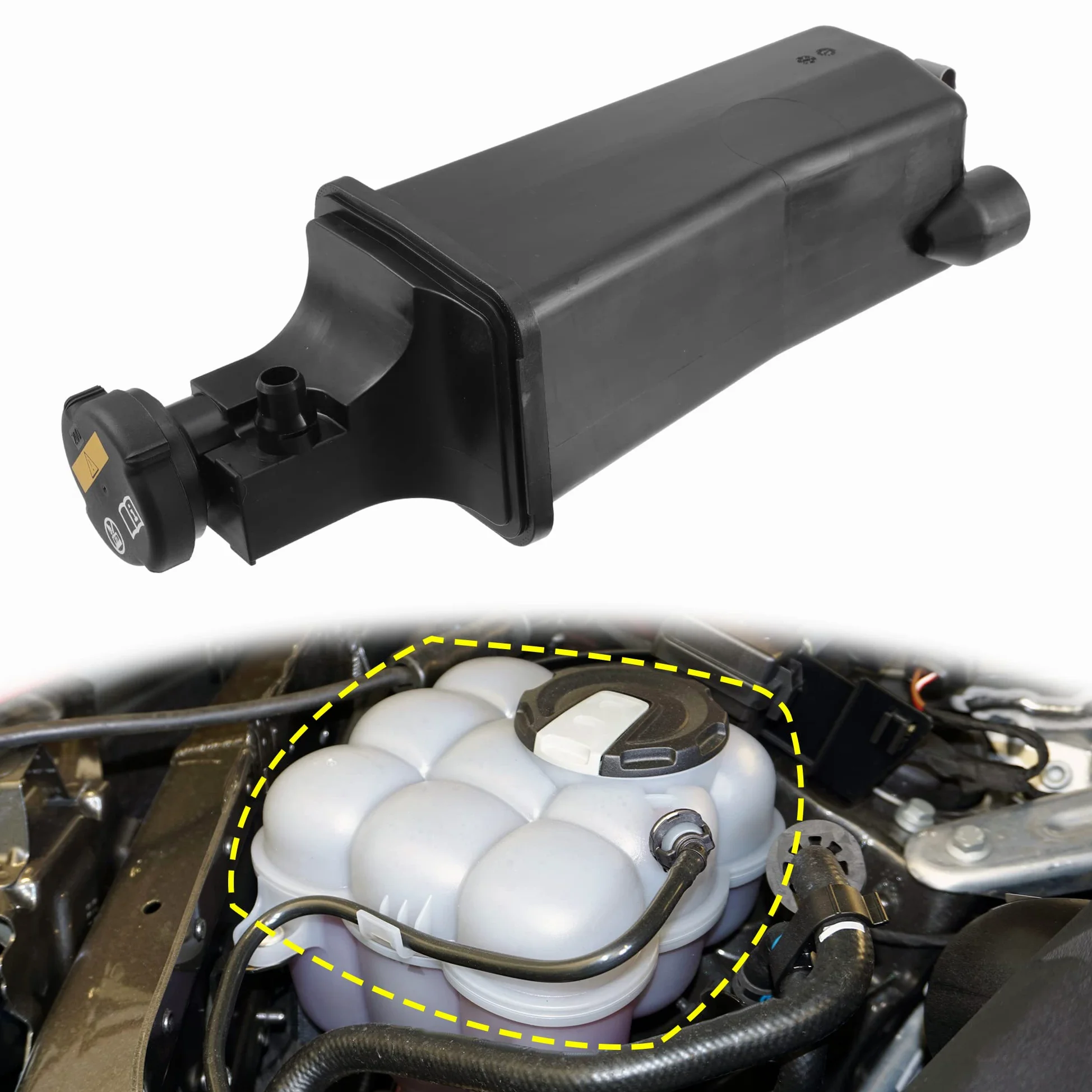 A ABSOPRO Depósito De Refrigerante Para Bmw E46 Serie 3 98-99 1Pc | Negro, Pp, 28.5X12.5X10.5Cm, Oe 17137787040, Para Bmw X5 E53 01-06, Sensor Incluido, Delantera
