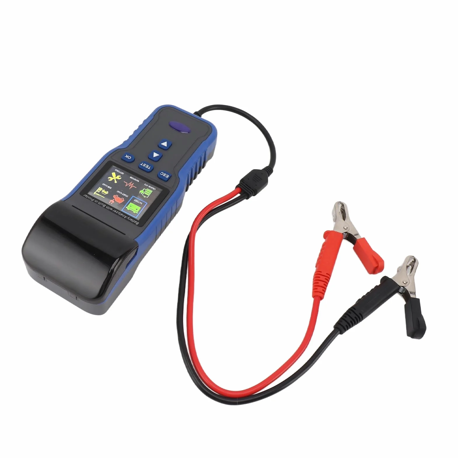 Brrnoo Probador de Batería de Coche Multifuncional de 12V y 24V con Impresora Integrada para Pruebas de Capacidad de Carga Interna y de Voltaje