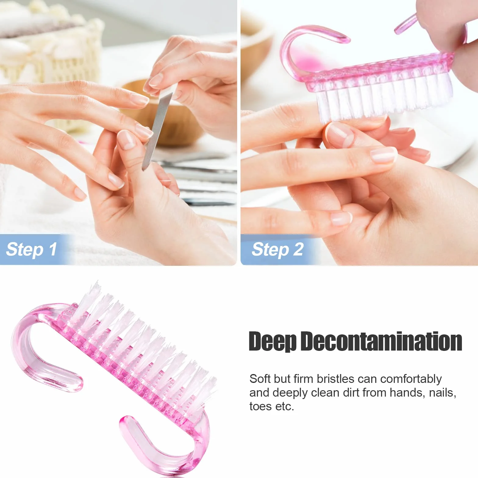 Cepillo De Uñas 5 Piezas Nail Brush Con Mango De Plástico Limpieza Dedos Y Uñas Manicura