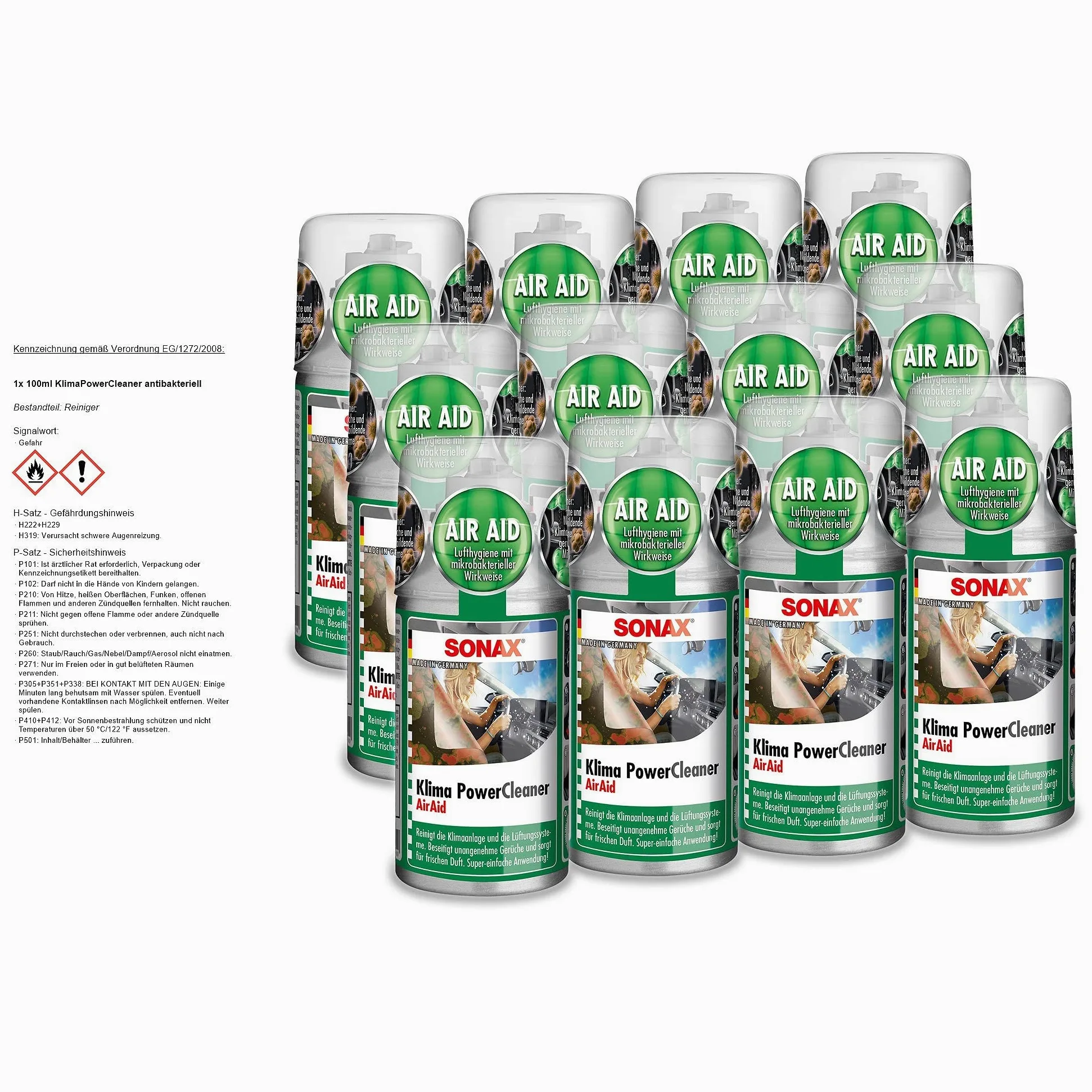 SONAX 12 x 03231000 climática Powe rcleaner Aire Acondicionado Limpiador Antibacteriano 100 ML