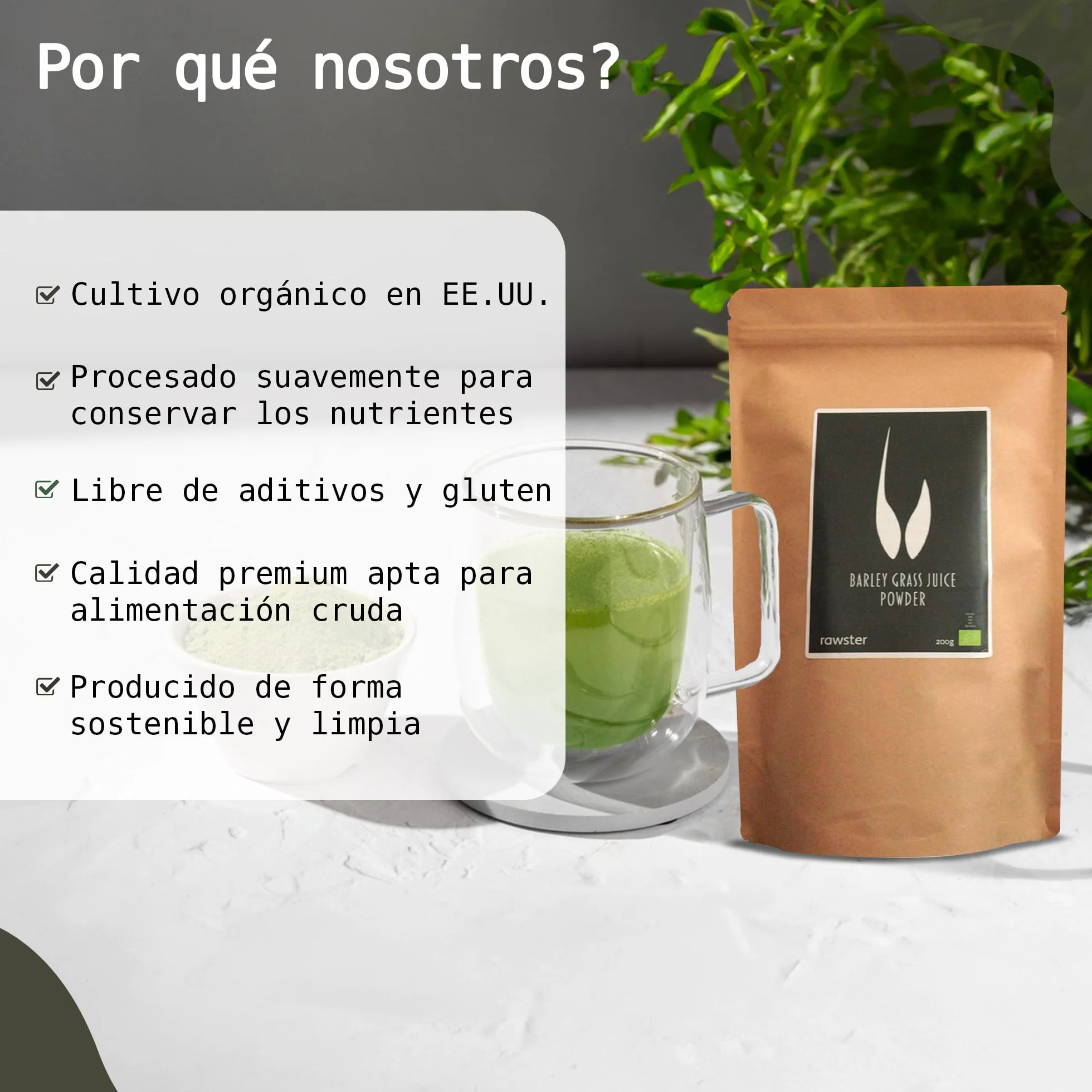 Organic Barley Grass Juice Powder 200 g Certified Premium 100% Soluble Alkaline