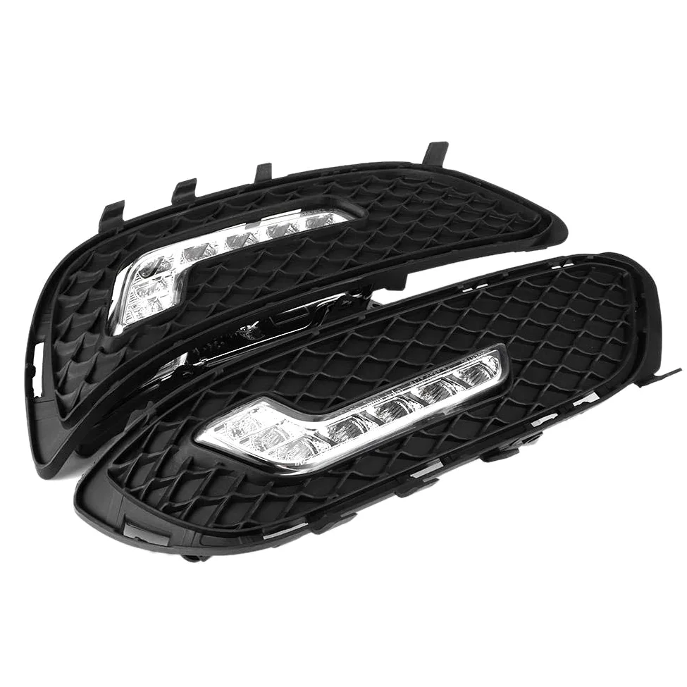 Luz de circulación diurna-Duokon 1 par de luces de circulación diurna, luz de conducción LED DRL en forma de L para E-Class W212 E180 E200 E260 E320 E400 2009-2010