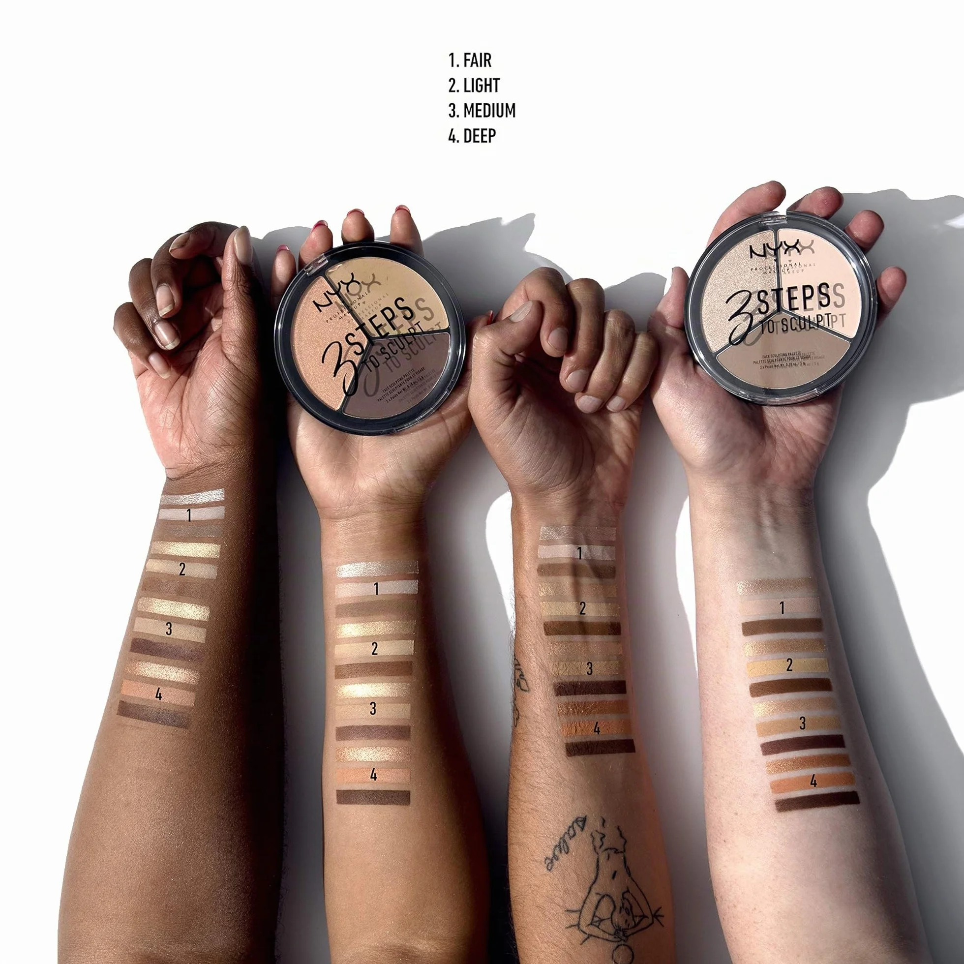 NYX Professional Makeup Paleta de Contouring & Iluminador 3 Steps to Sculpt Face Sculpting Palette tono 1 Fair Beige