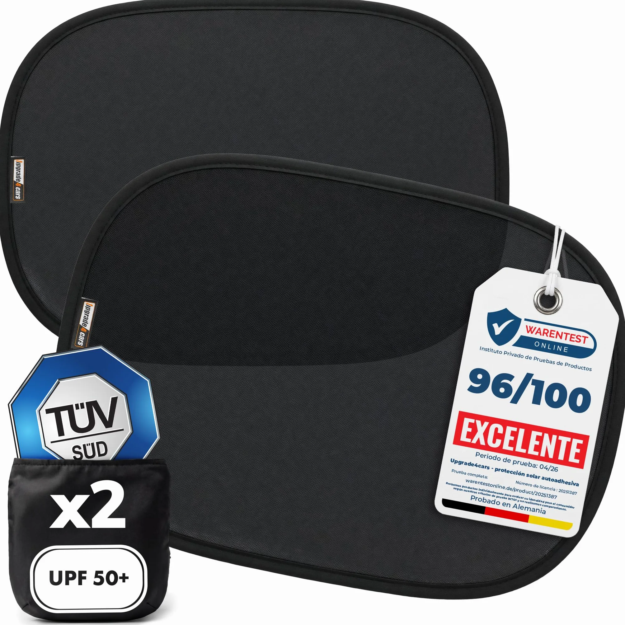 Upgrade4cars 2 x Parasol Coche Bebe con Protección UV | Protector Solar Autoadhesivo para Ventana Lateral Trasero | Interior Ventanas Laterales Niños