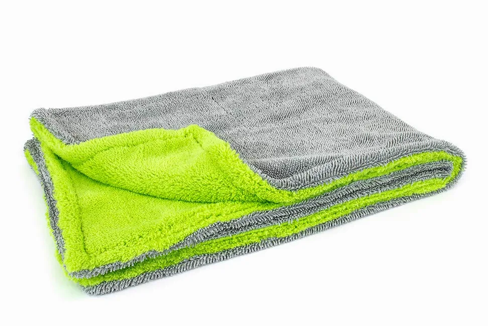 Amphibian - Toalla de secado de coche - Toalla de secado sin enjuague - Doble torsión/tejido de felpa se seca sin rayas (verde/gris, original (20 x 30 pulgadas)