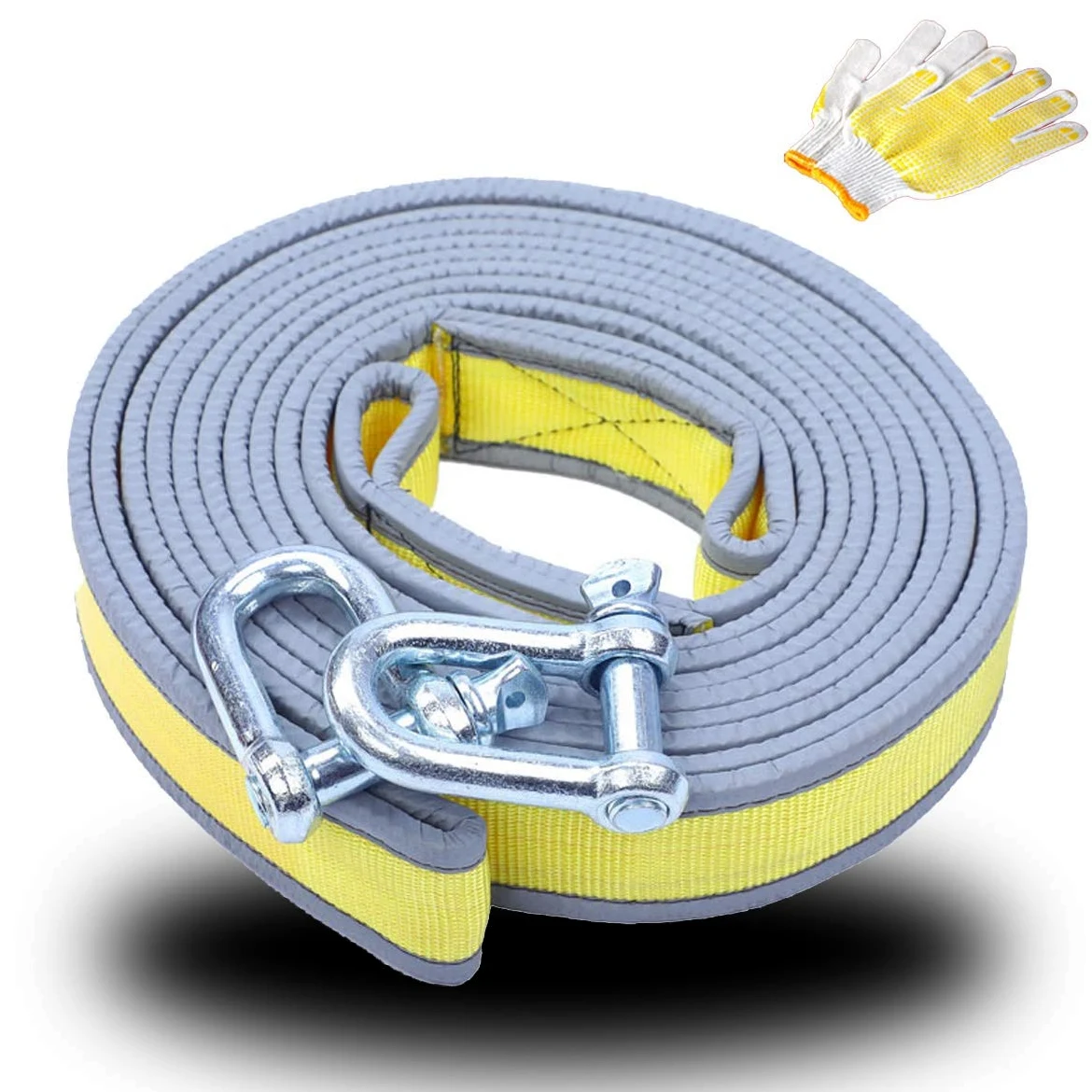 Cuerdas de Remolque, Cuerda de Remolque para Automóviles de Alta Resistencia, con 2 Ganchos de Seguridad y Guantes, Cuerda de Remolque de Nylon de Alta Densidad (Size : 6m/10t)