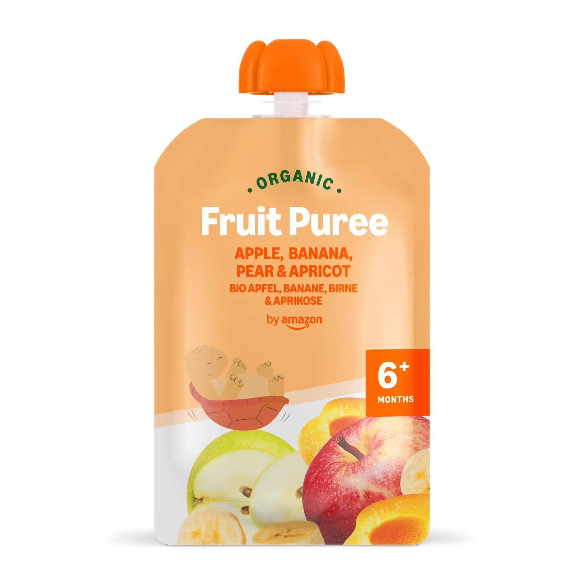 Bolsitas de Puré de Manzana, Plátano, Pera y Albaricoque Ecológico - 6 x 90g