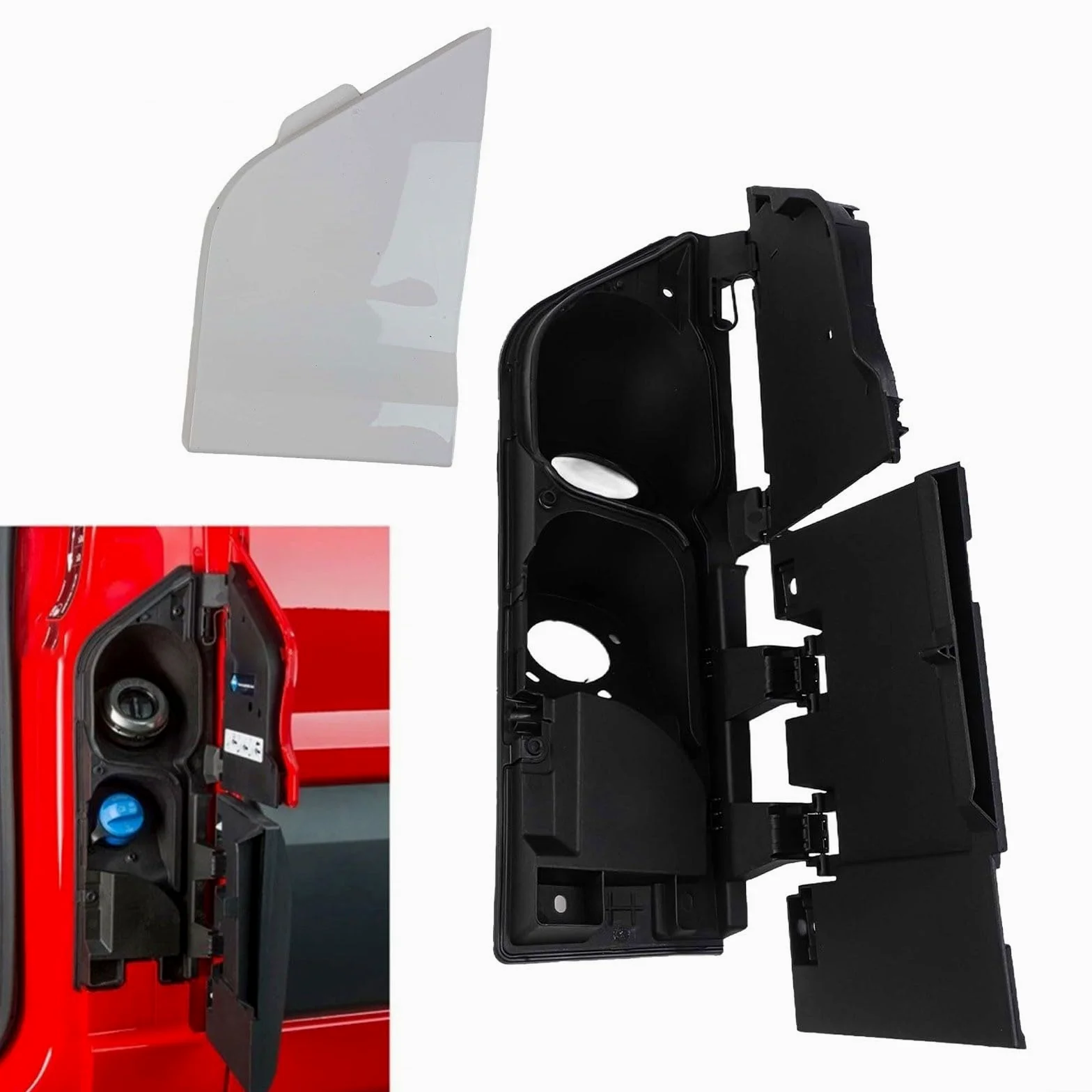 Boquilla de llenado de depósito de combustible con tapa de depósito para Ford Transit MK8 MK9 Diesel Euro 6 ABS plástico negro blanco