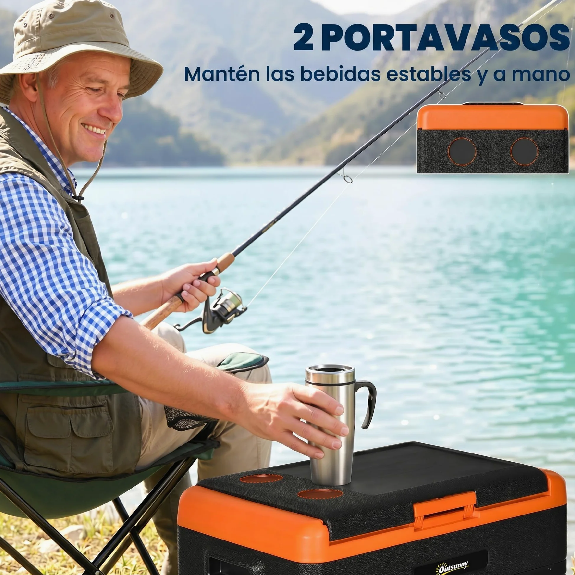 Outsunny Nevera Portátil Eléctrica 40L Refrigerador de Coche 12V/24/240V hasta -20℃ Mini Frigorífico con Compresor Pantalla LED Táctil para Hogar Camping Viajes Automóvil Barco 58,7x36,5x43,8 cm Negro
