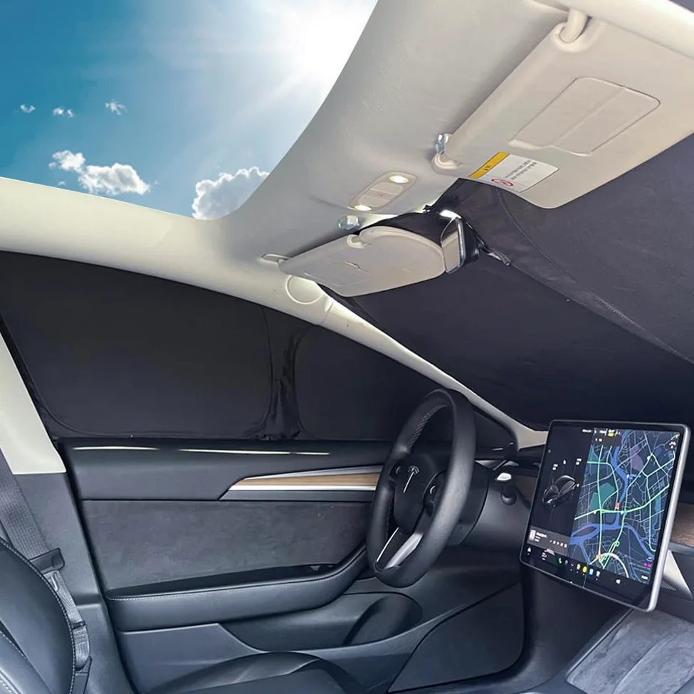 Tesbeauty - Cortina de privacidad para Campamento de 8 Piezas Especialmente diseñada para Tesla Model 3, persianas de Camping mejoradas de 5 Capas, Cubierta de Parabrisas, parasoles, Pantallas de