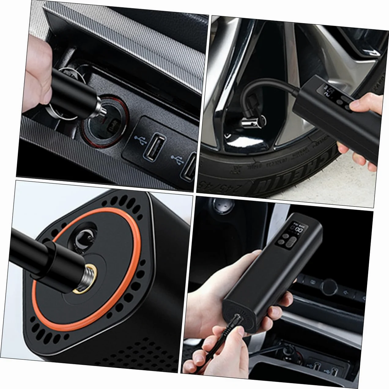 Cabilock Bomba De Aire Eléctrica Portátil Compresor De Aire para Coche Hinchador De Neumáticos Manómetro Digital PSI Bar Inflador Eléctrico Led para Emergencias Nocturnas