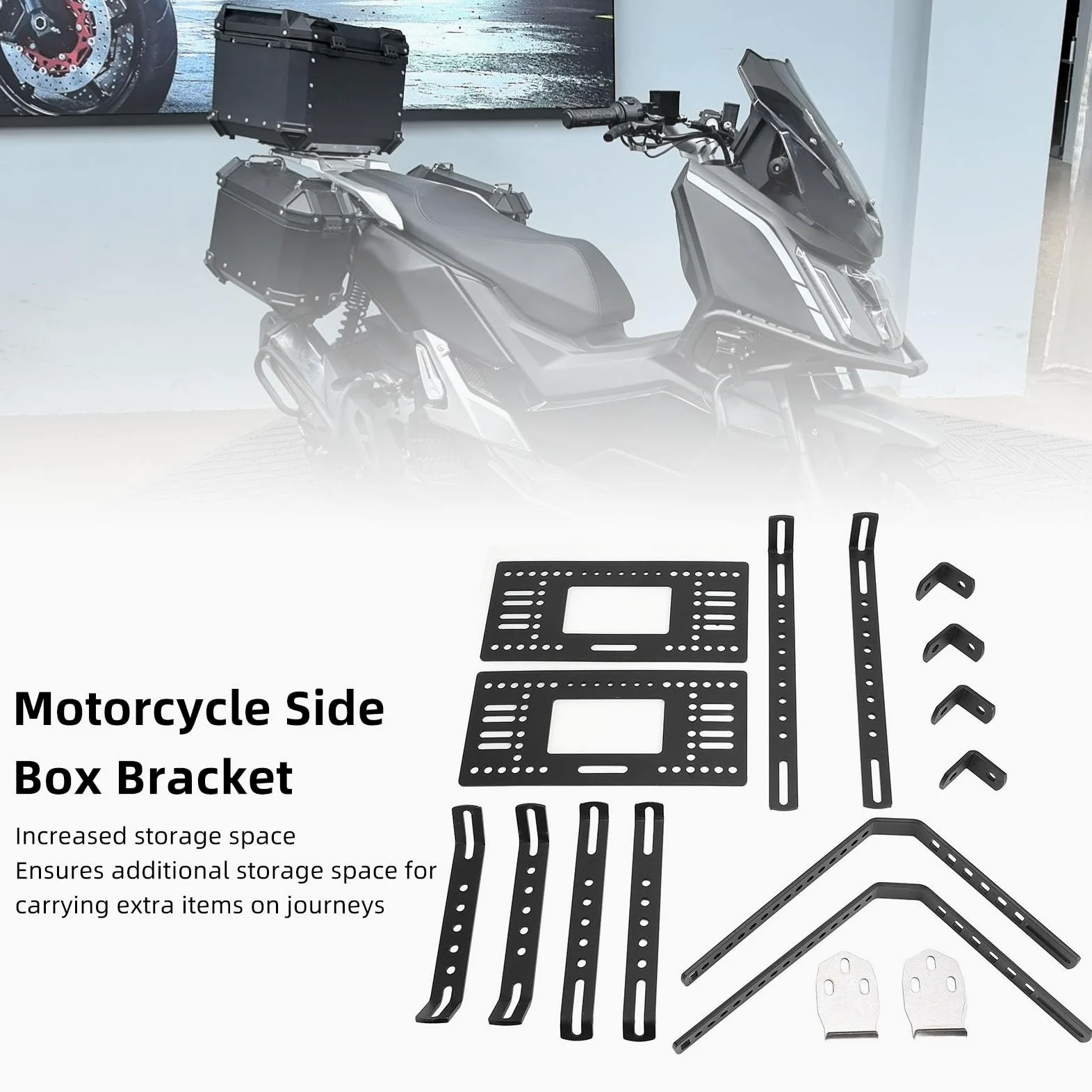 Akozon Caja de Motocicleta Aleación de Aluminio Caja de Silla de Montar Hard Support Rack Casco Equipo de Montaña