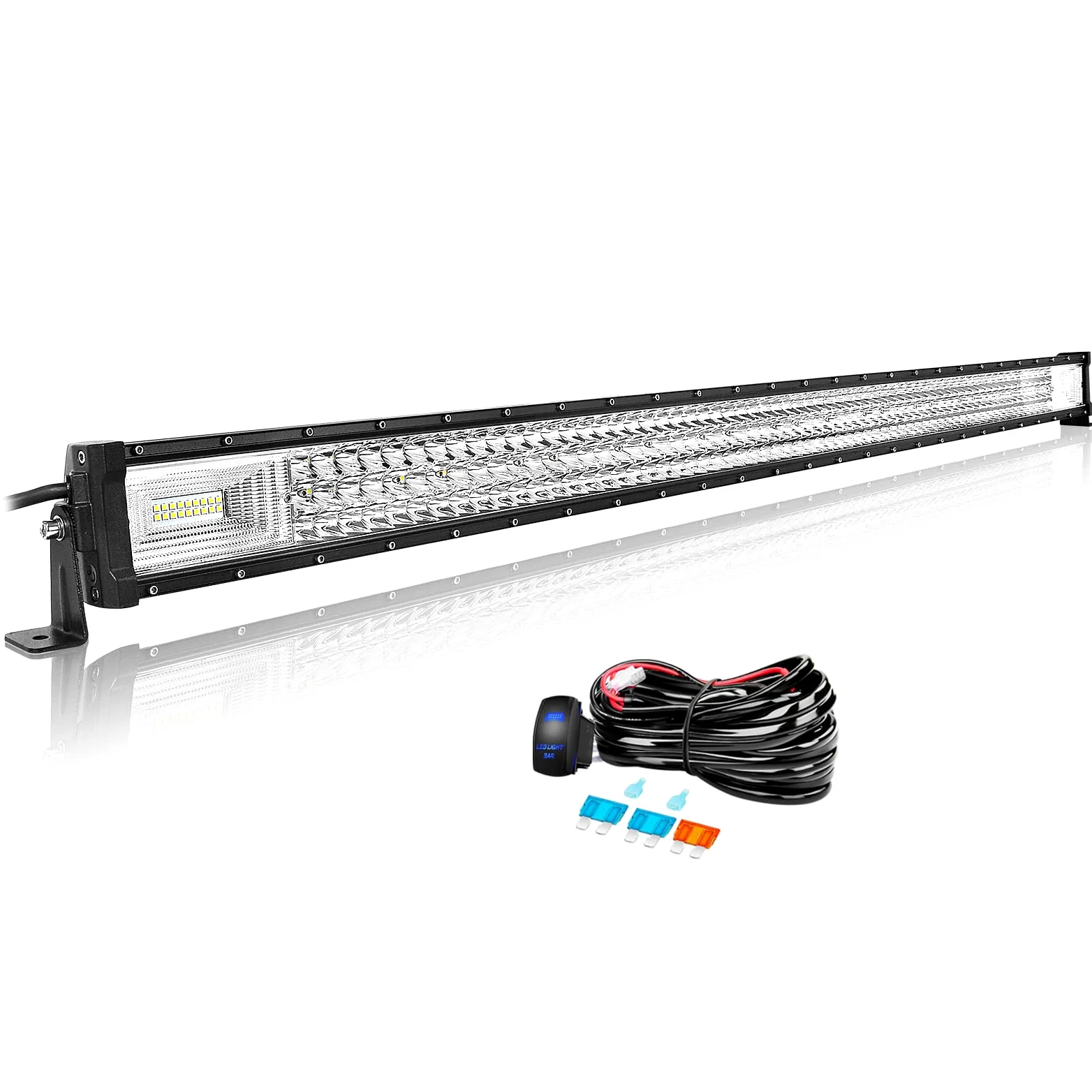 Willpower Barra Led 52 pulgadas 132cm 675W Barra de Luz LED con Arnés de Cableado 12V 24V IP67 Impermeable Largo Alcance Faro Led Trabajo Focos Led 6000k para 4x4 Tractor Coche Camion Barco Offroad