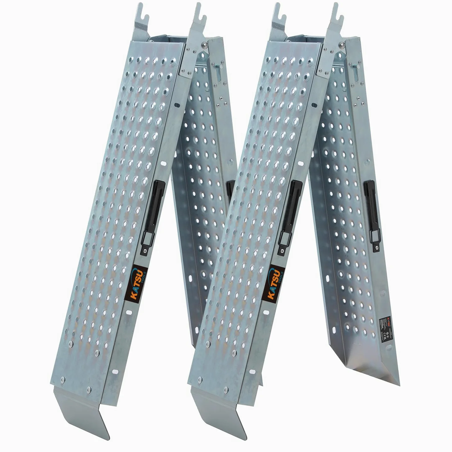 KATSU Tools Rampas Plegables de Acero (Paquete de 2) Alta Resistencia 1800 x 225 x 47 mm - Carga máxima de 400 kg - para Motocicletas, quads, Scooters, sillas de Ruedas y más.