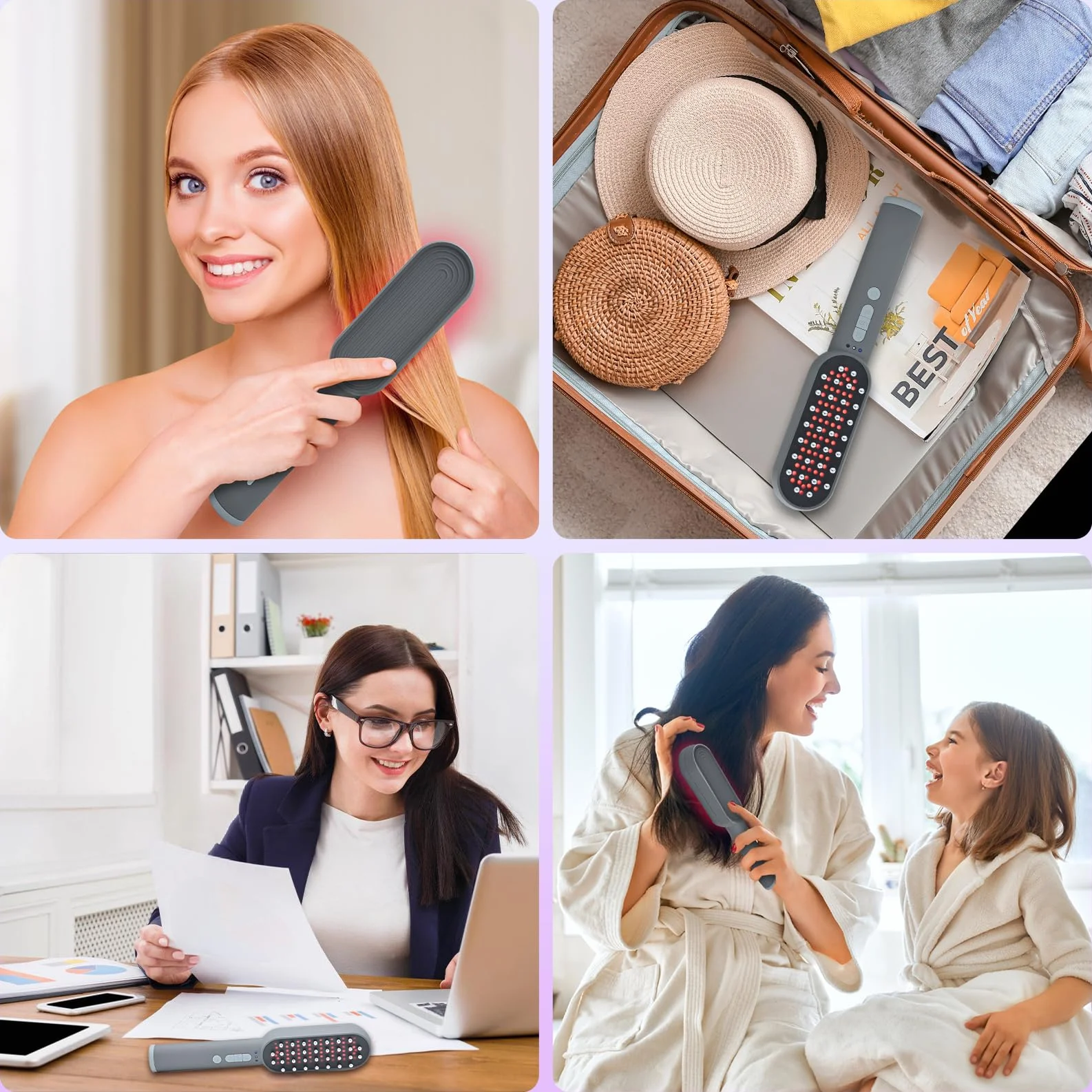 Peine de luz roja para el cabello, terapia cuádruple 630nm 850nm 460nm, anticaída hombres y mujeres