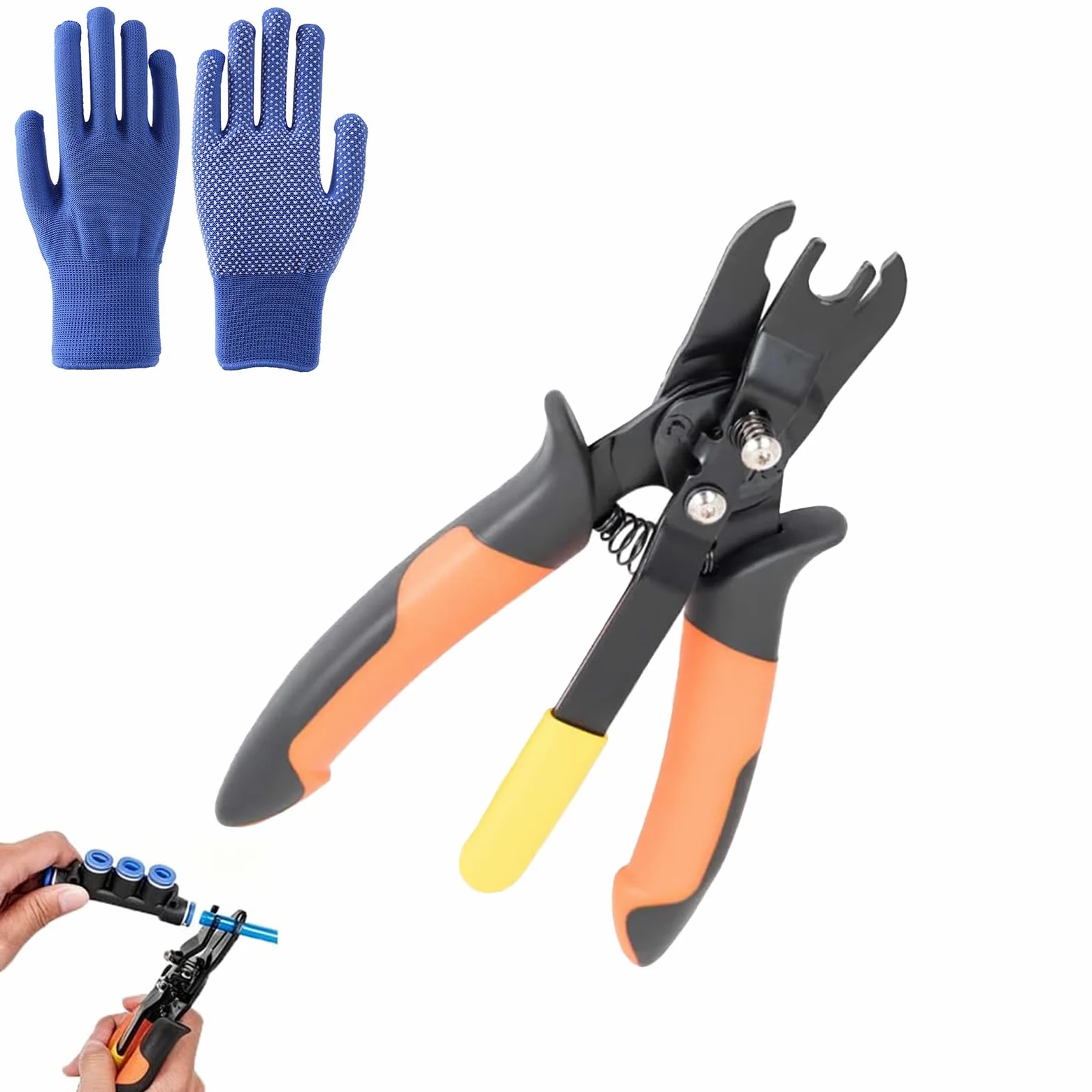 Alicates de desconexión de empuje para conectar, herramienta de extracción de línea de aire para accesorios neumáticos de 1/4 y 5/16 pulgadas, extracción de conector de manguera de aire resistente y