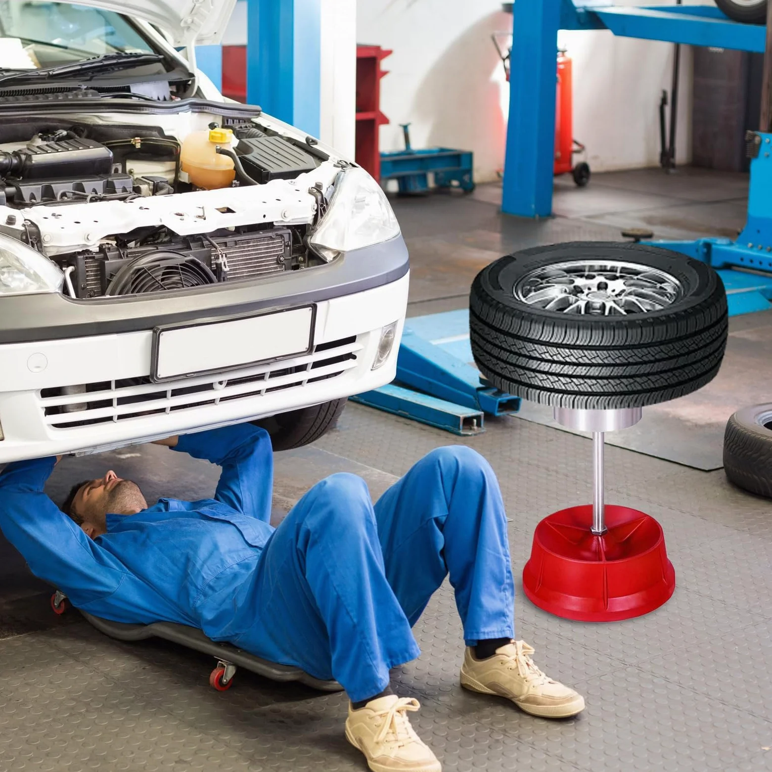 Equilibrador manual de neumáticos, máquina equilibradora de ruedas con nivel de burbuja para sedanes, SUV, minivans y camionetas