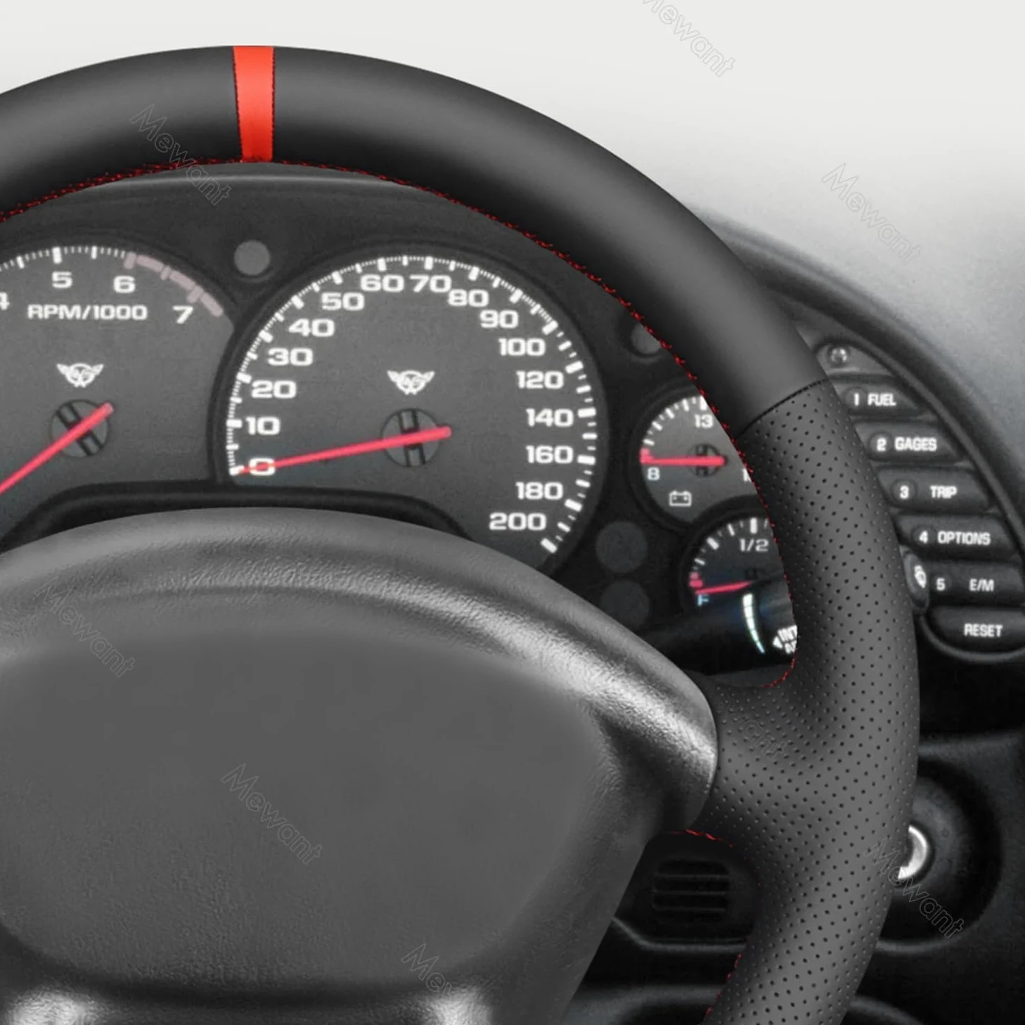 MEWANT Funda de volante de cuero genuino cosida a mano para Chevrolet Corvette (C5) 1997-2004, accesorios para volante