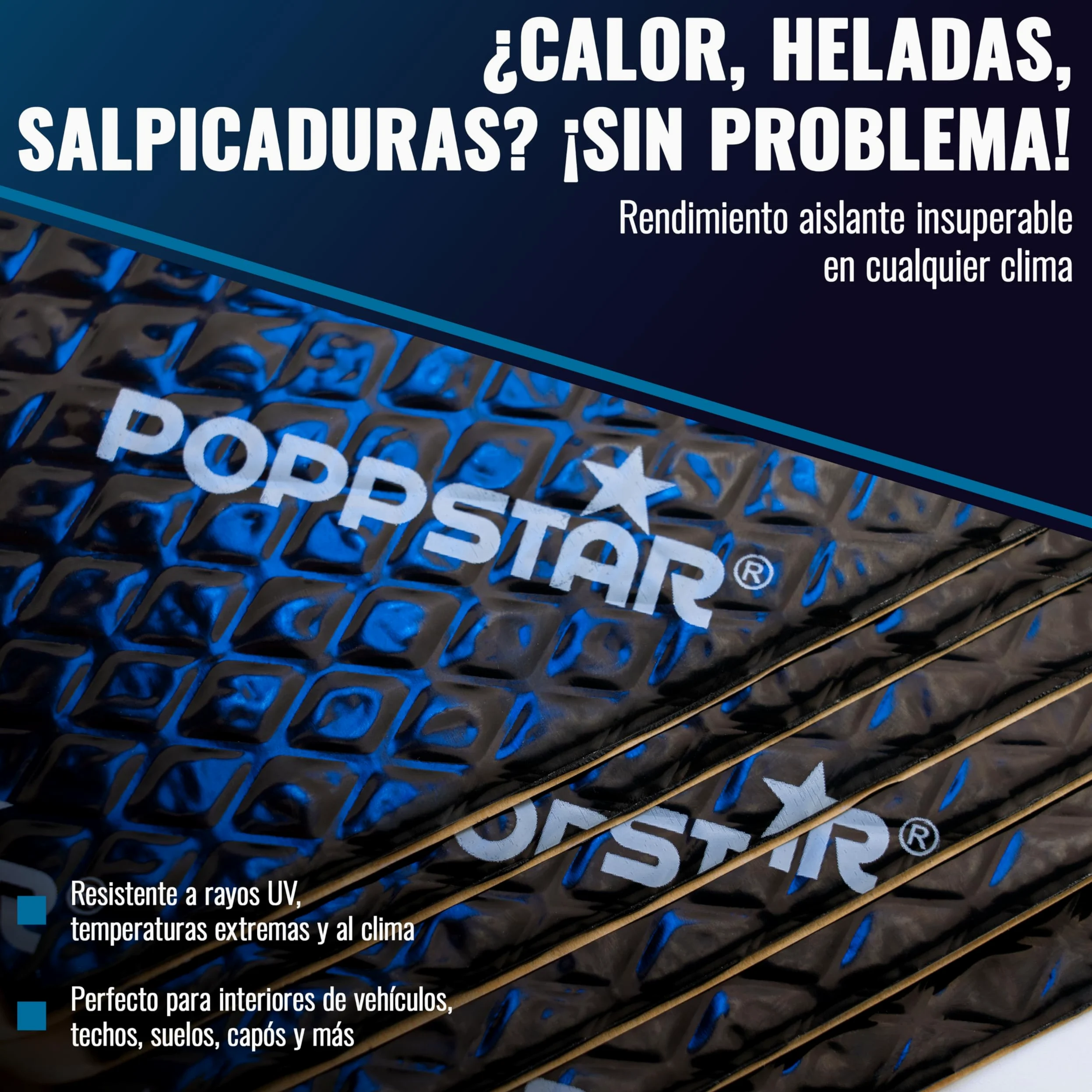 Poppstar Alfombrillas ailslantes para coche de aluminio butilo (placas insonorizantes 2 mm, 17 piezas c/u 40 x 25 cm, (1,7 m²)), negro