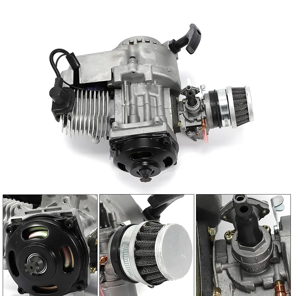 MINRS 49cc 2 Hub Pull Start Motor Mini Dirt Bike Motor, Mini ATV Quad con filtro de aire, carburador Pullstart para Pocket Bike Mini Dirt Bike ATV Roller