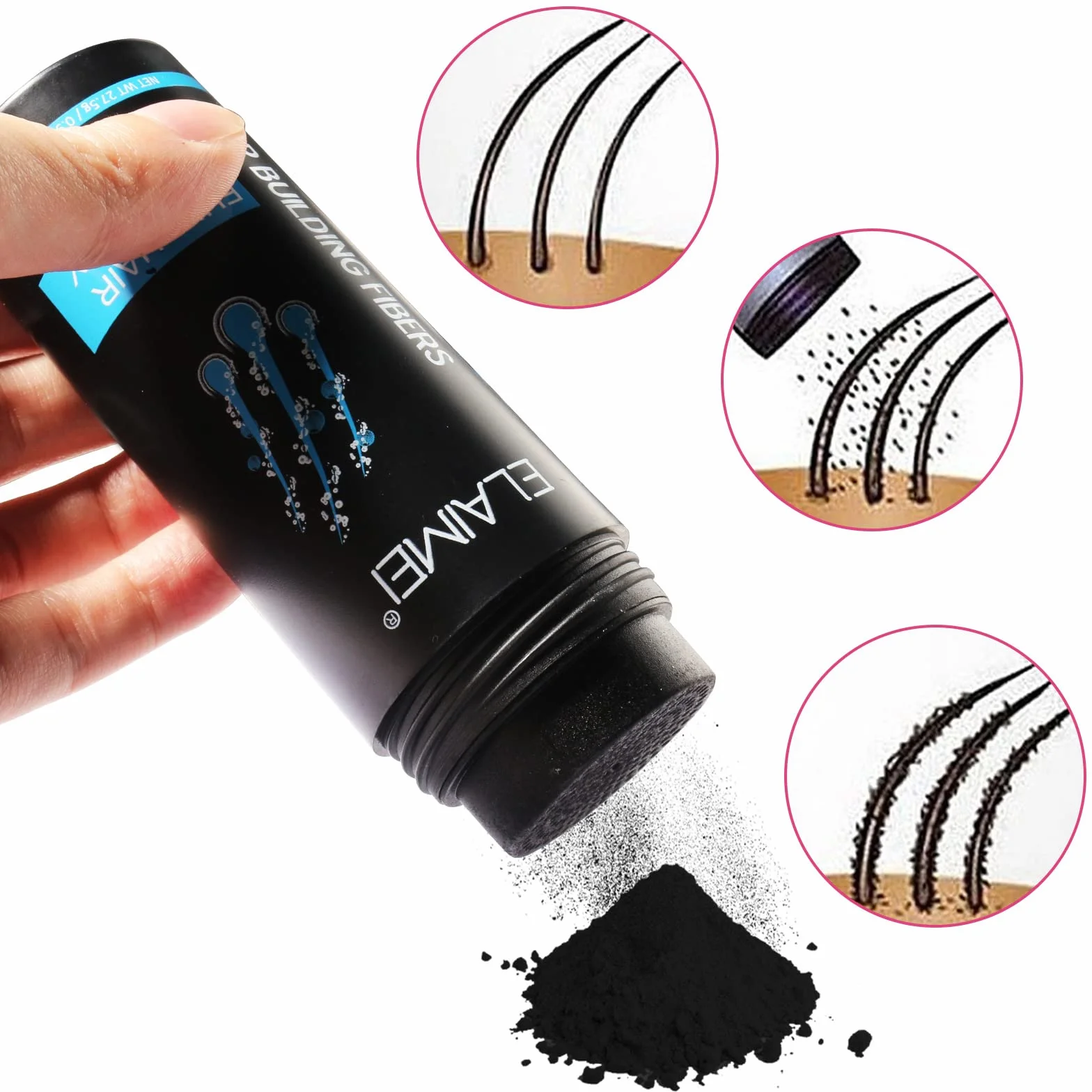 Fibras Capilares Negro 27.5g, Polvo de Fibra Cabello para Hombre y Mujer