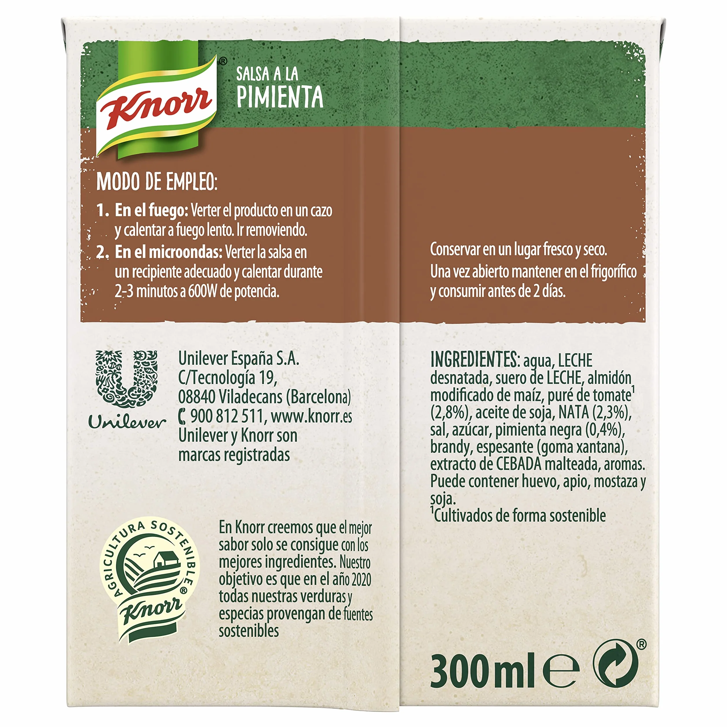 Knorr Salsa a la Pimienta 300ml Pack de 12