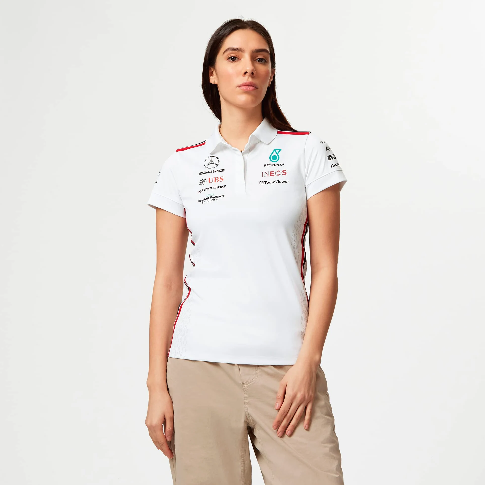 Mercedes AMG Petronas Formula One Team Polo del Equipo para Mujer 2023 Blanco Talla M