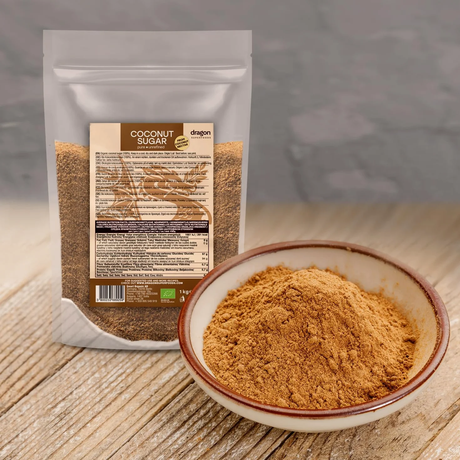 Dragon Superfoods Azúcar de Coco Orgánico Bio Vegano Sin Gluten 1kg